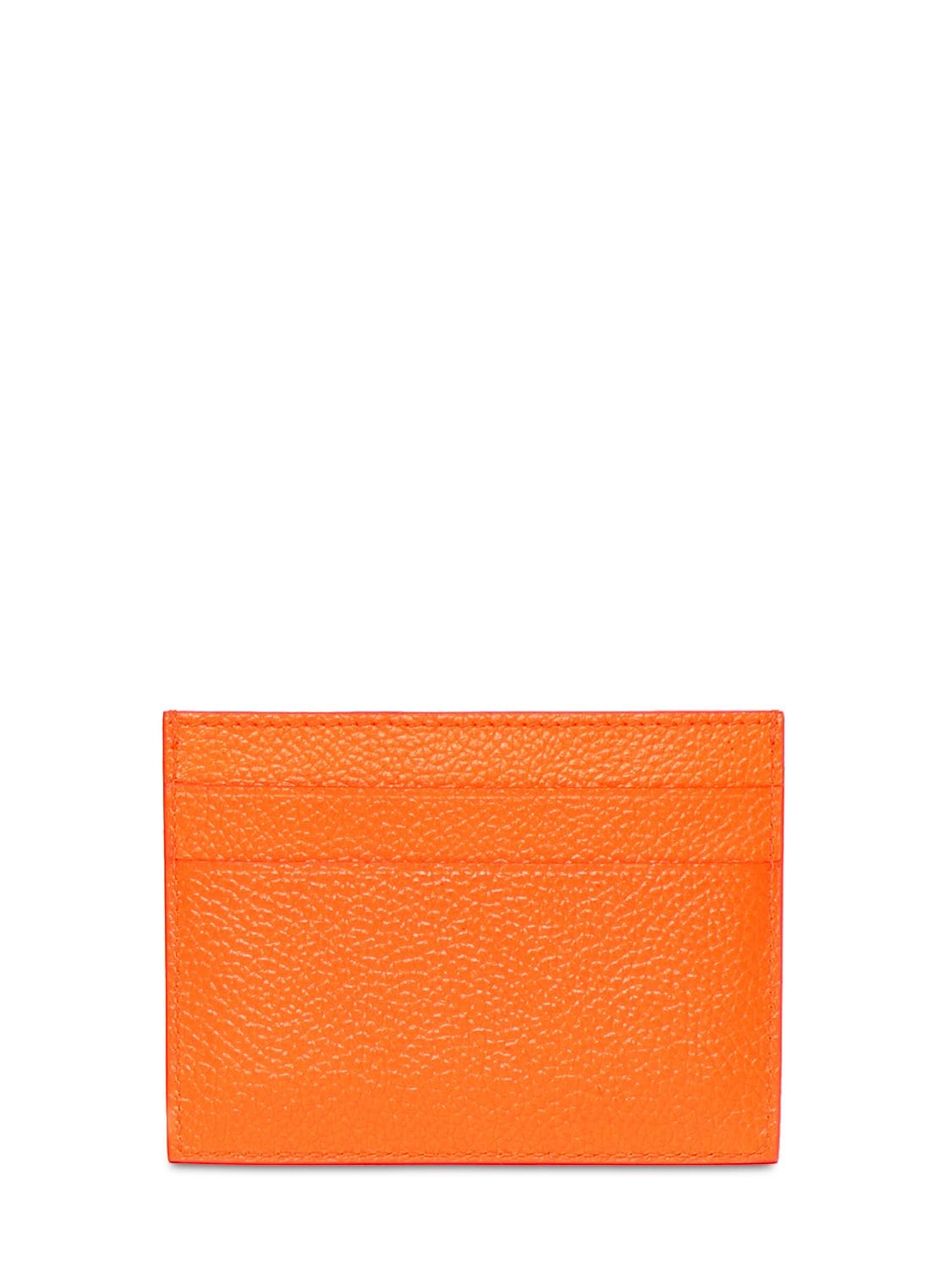 Shop Balenciaga Credit Card Holder In Neon Orange