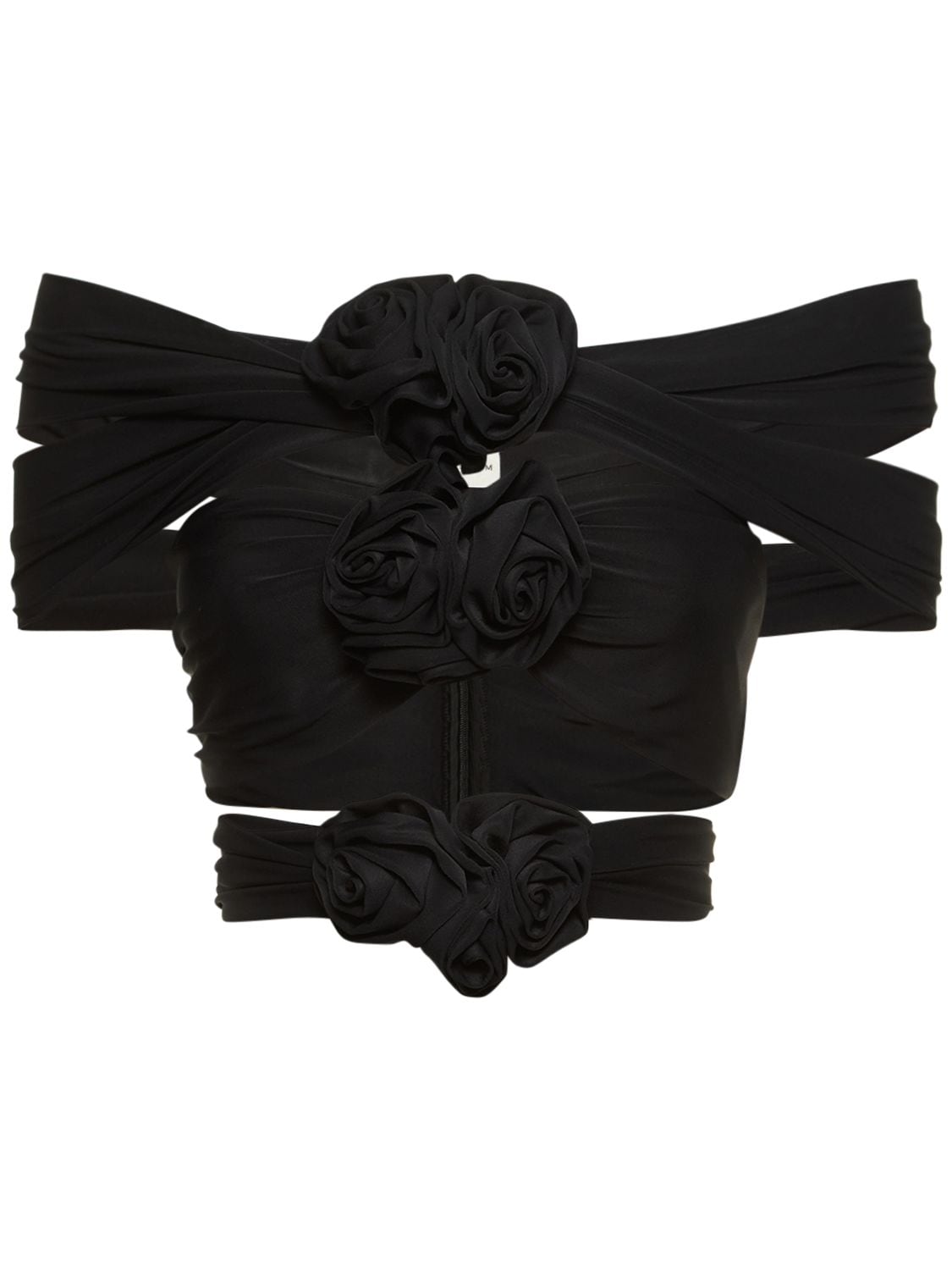 Magda Butrym Strappy Jersey Flower Top In Black