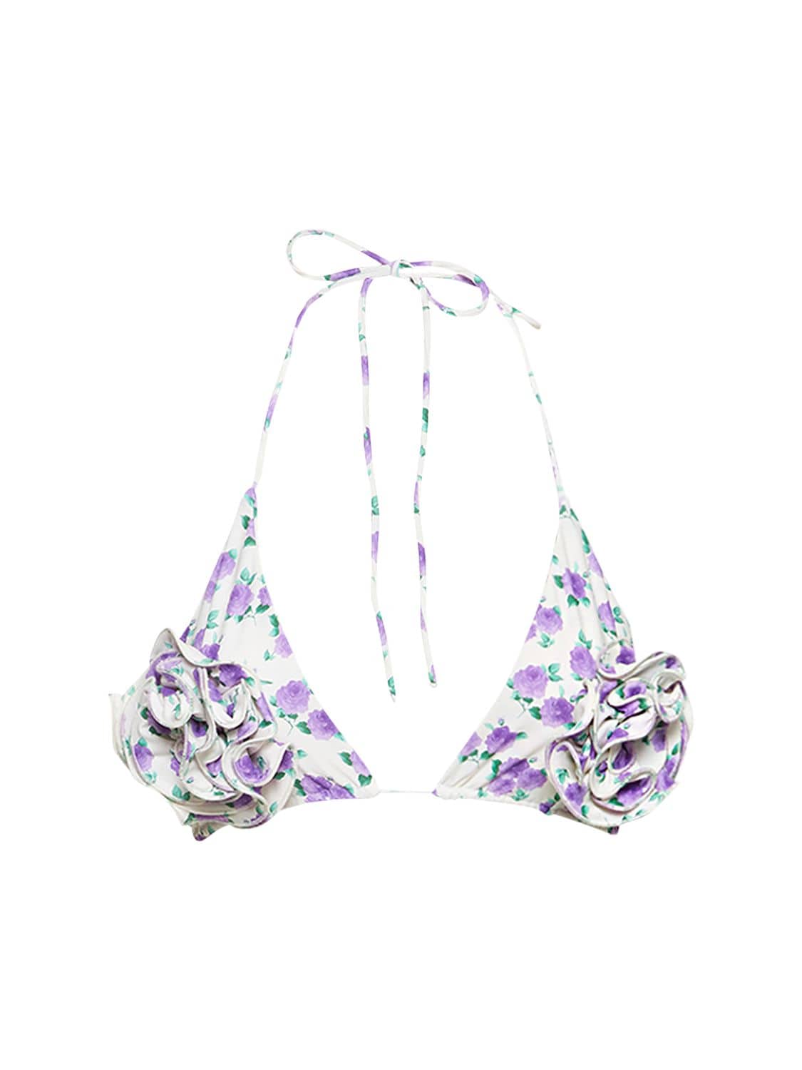 Printed 3d Flower Triangle Bikini Top – WOMEN > CLOTHING > SWIMWEAR