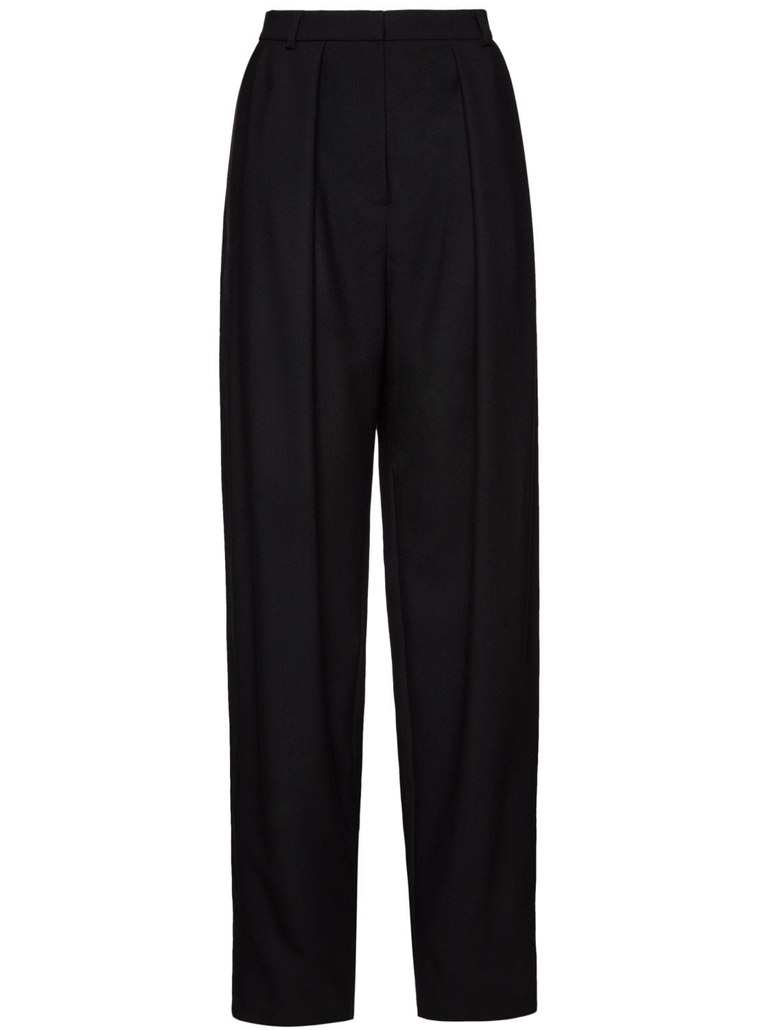 Shop Magda Butrym Wool Twill Straight High Waist Pants In Black