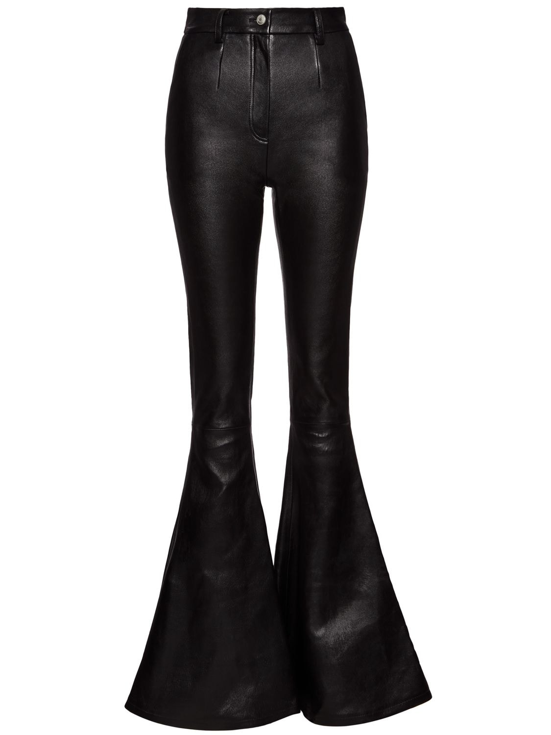 Shop Magda Butrym Super Flared Leather Pants In Black