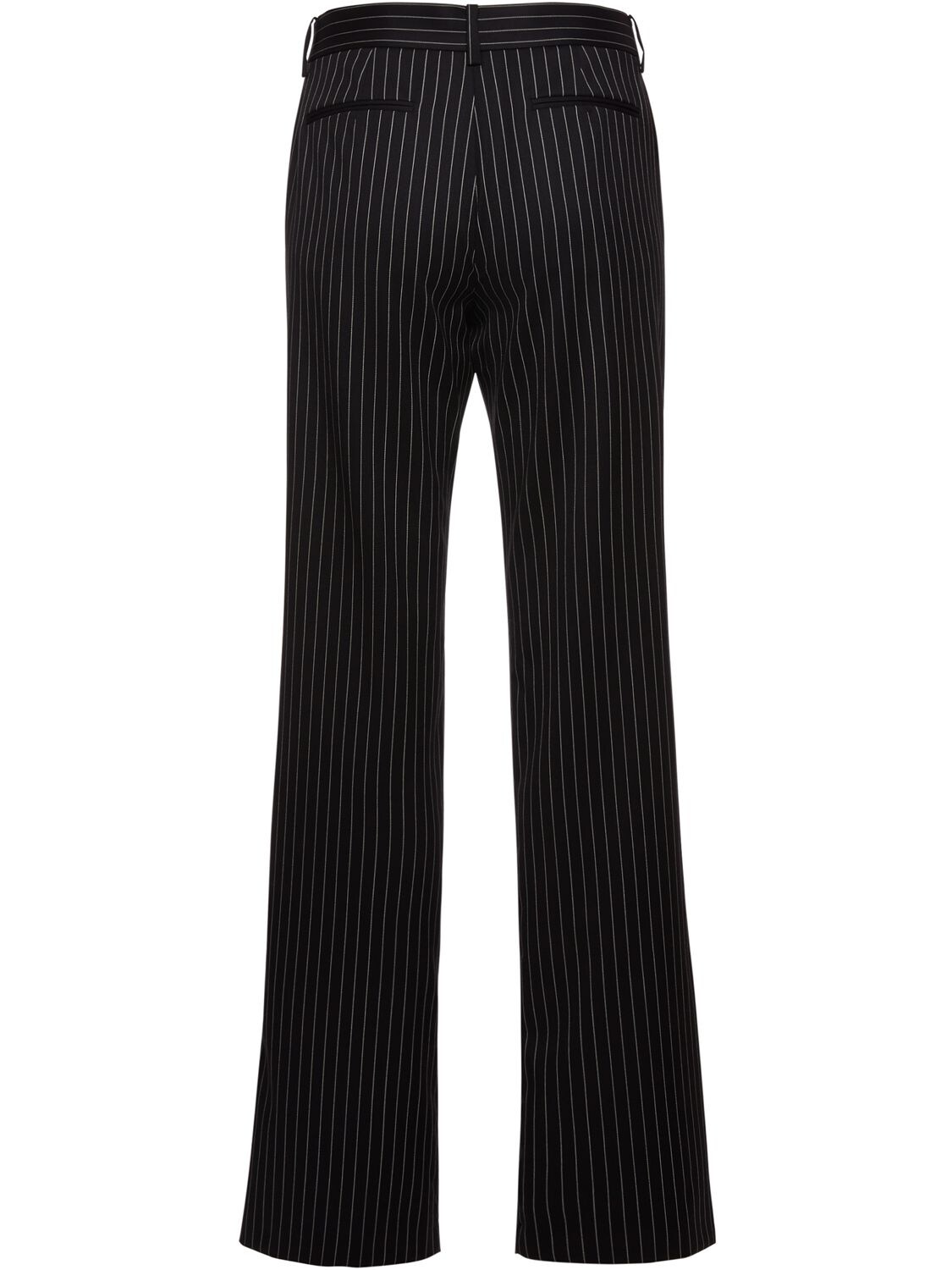 Shop Magda Butrym Striped Twill Low Rise Pants In Black,white