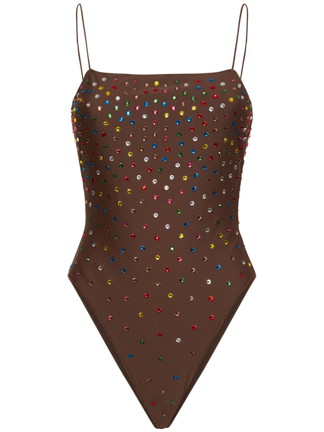 Oséree Swimwear Embellished one piece swimsuit Brown Luisaviaroma