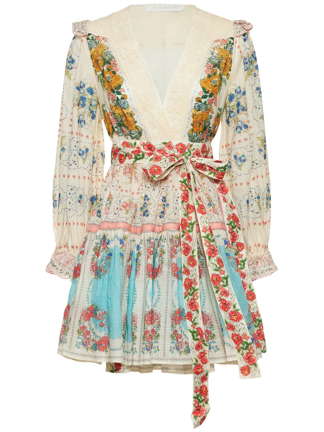 ZIMMERMANN CLOVER PATCHWORK COTTON MINI DRESS