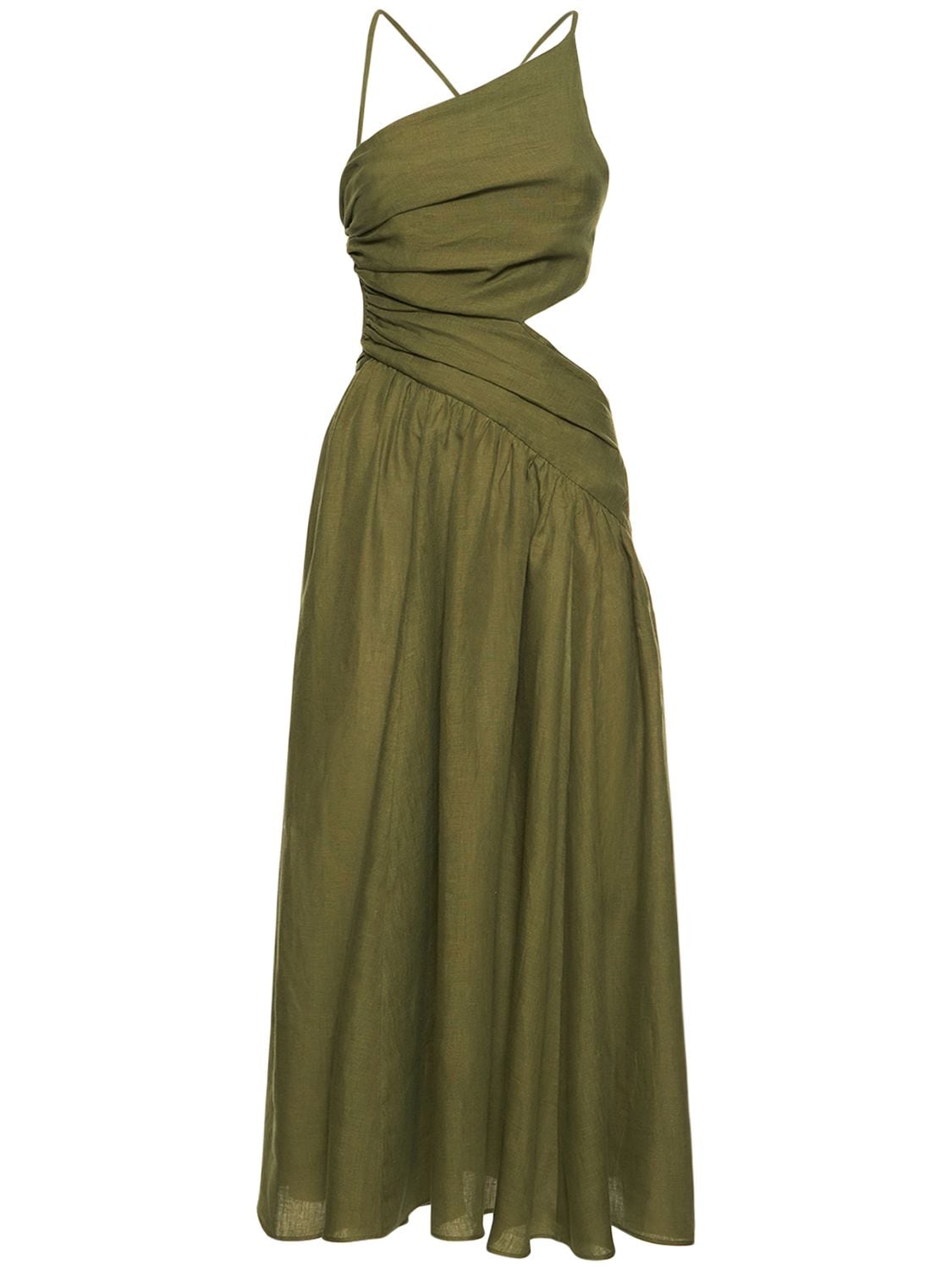 Laurel Asymmetric Linen Midi Dress – WOMEN > CLOTHING > DRESSES