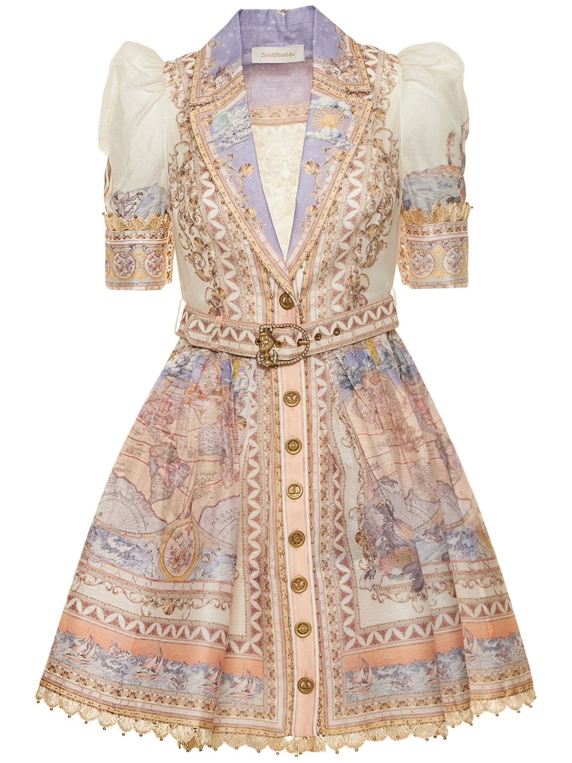 ZIMMERMANN HIGH TIDE LINEN MINI SHIRT DRESS