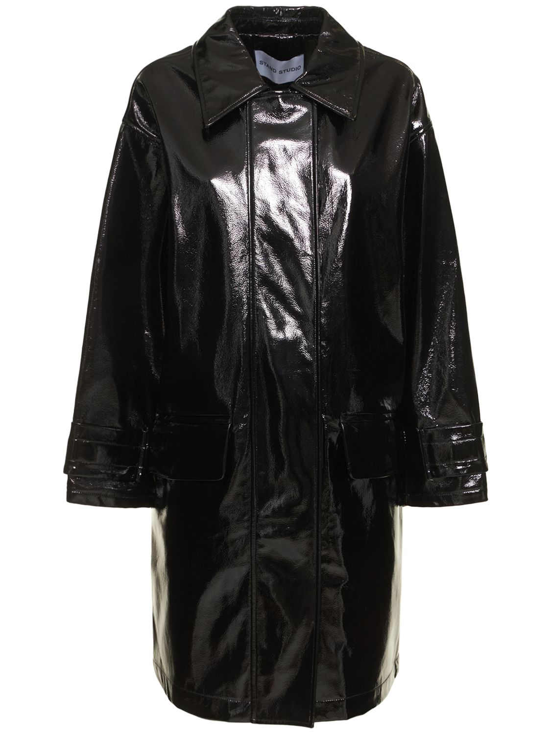Stand Studio Black Conni Fauxleather Coat ModeSens
