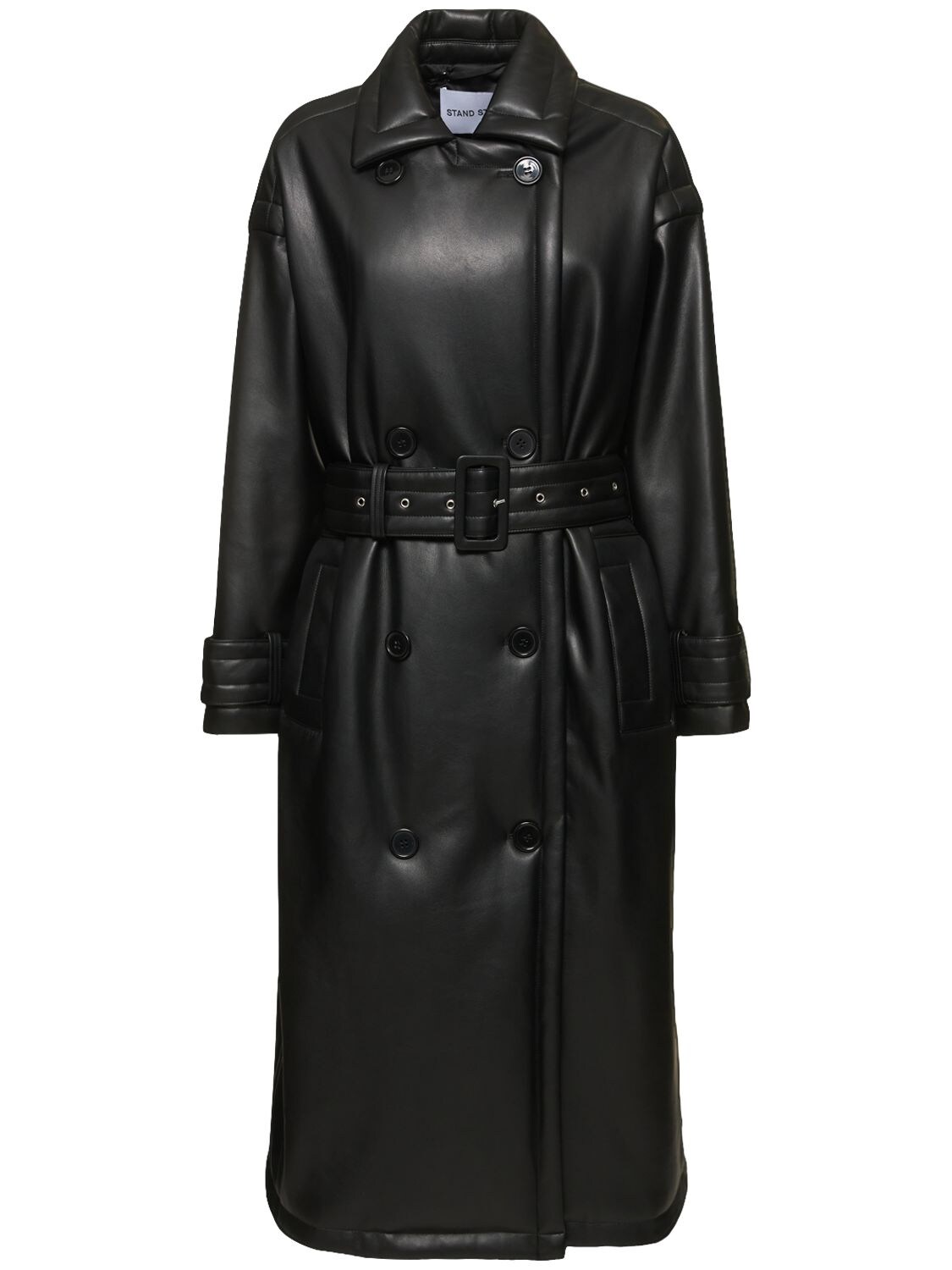 STAND STUDIO EMILY PADDED FAUX LEATHER TRENCH COAT