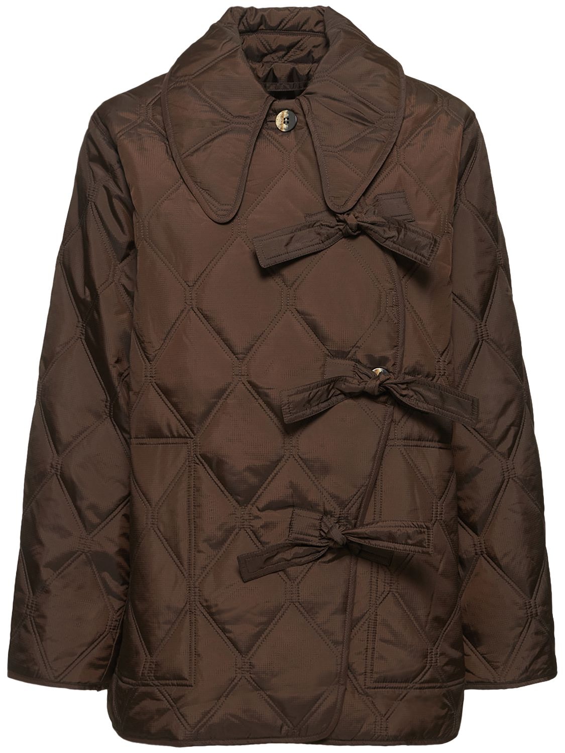 GANNI RIPSTOP QUILTED ASYMMETRIC JACKET