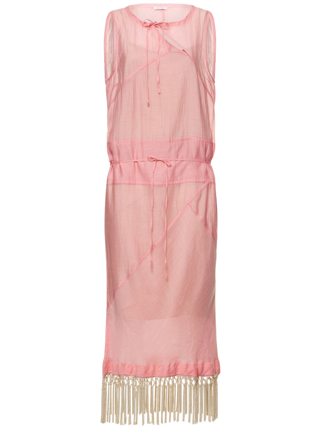saks potts pink dress SAKS POTTS Size S Pink Silver Polyamide Eastane Metallic A Line Dress