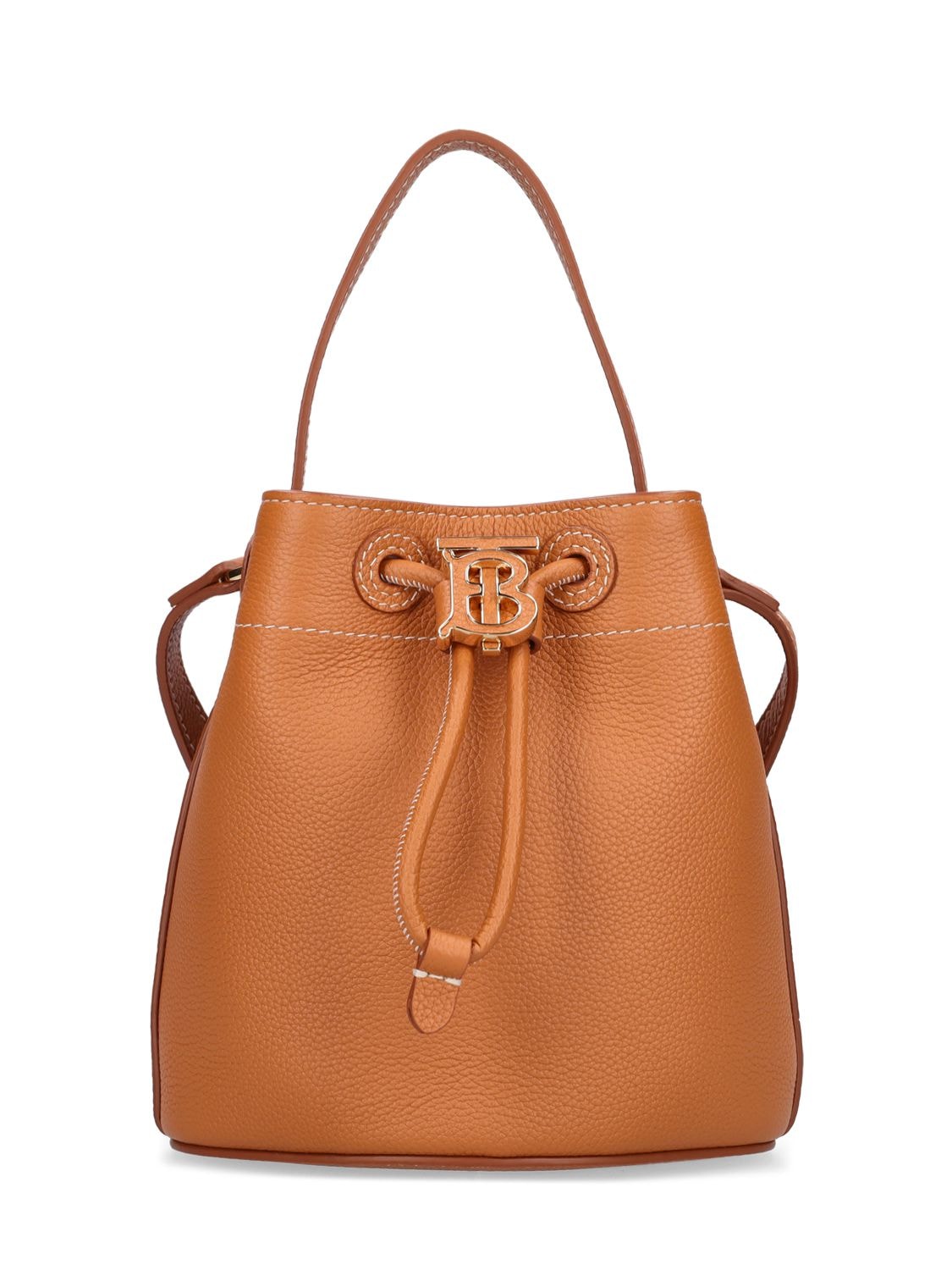Burberry Mini Leather Bucket Bag In Warm Russet Brown