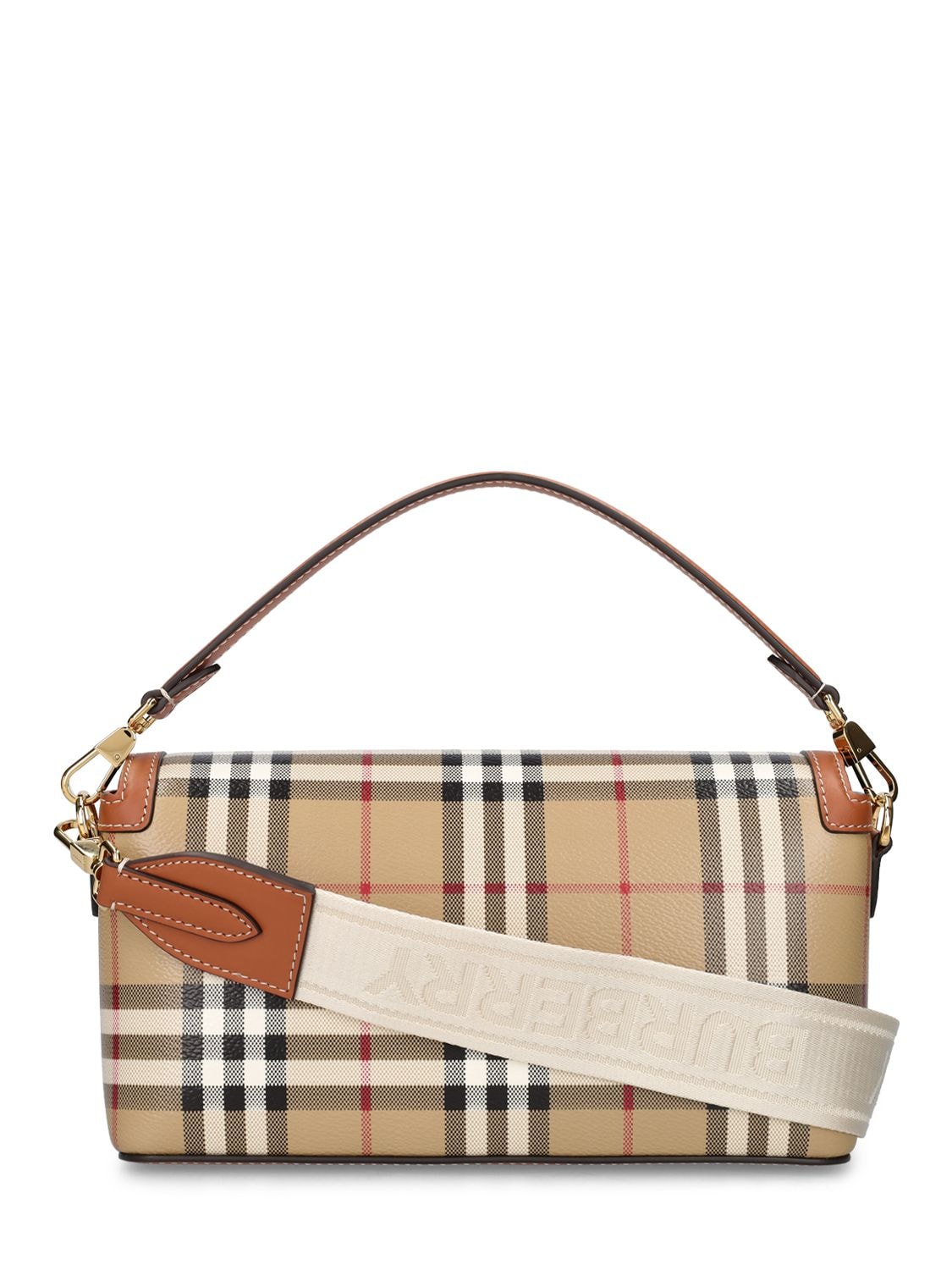 Burberry Small Note Canvas Check Shoulder Bag In Briar Brown | ModeSens