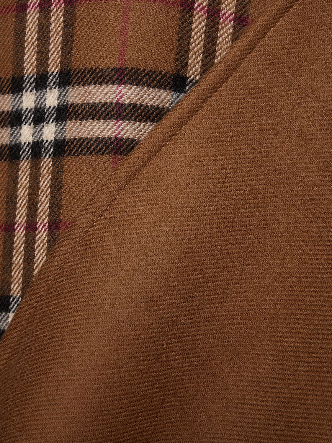 Shop Burberry Reversible Check Wool Cape In Darkbirchbrown