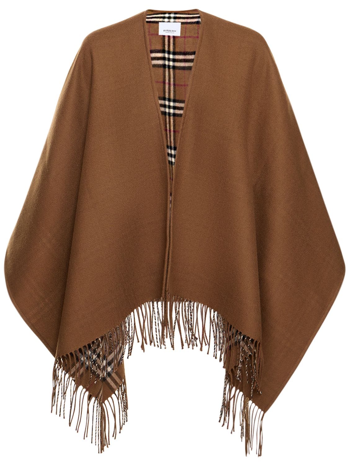 Burberry Reversible Check Wool Cape In Dark Birch