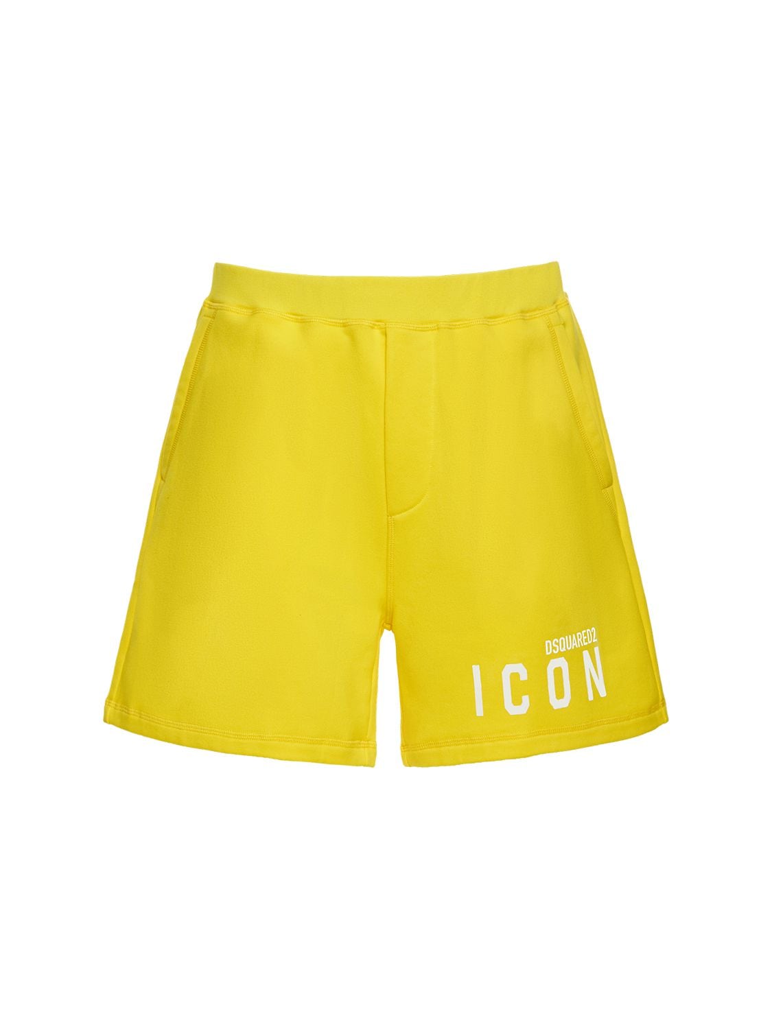 Dsquared2 Icon Cotton Shorts In Yellow