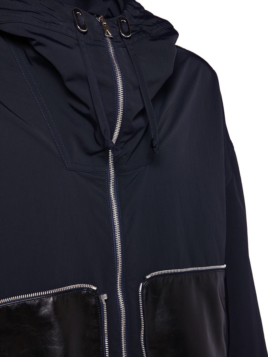 Shop Bottega Veneta Packable Nylon Jacket In Midnight Blue