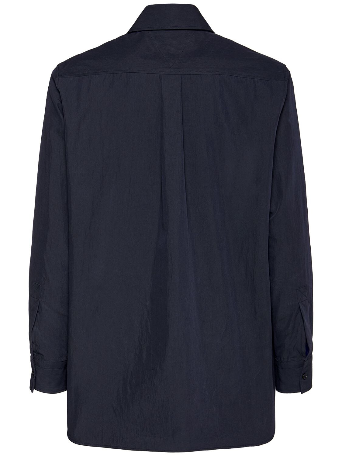 Shop Bottega Veneta Cotton Twill Rolled-up Shirt In Midnight Blue