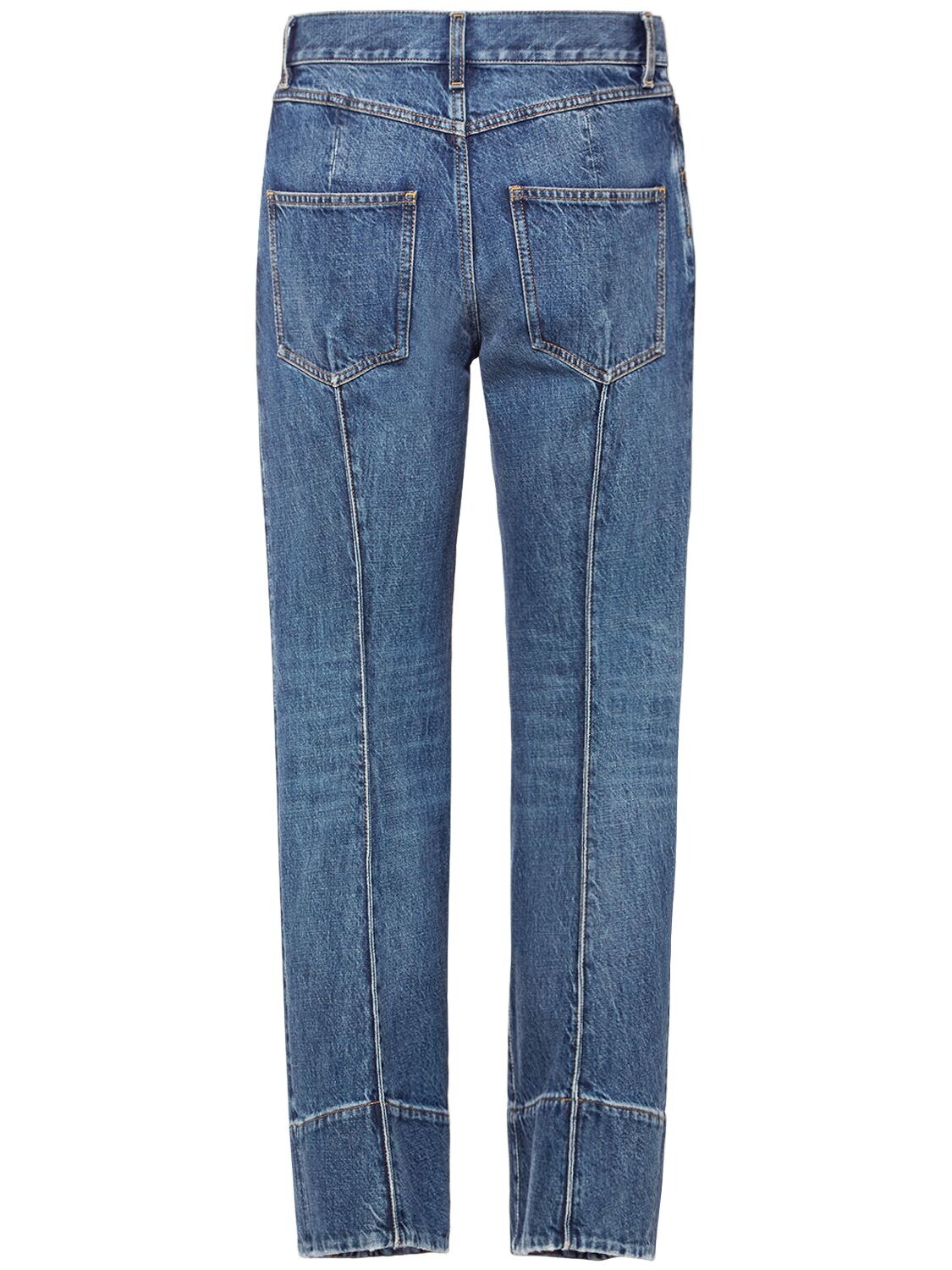 Shop Bottega Veneta Curved Shape Denim Jeans In Midnight Blue