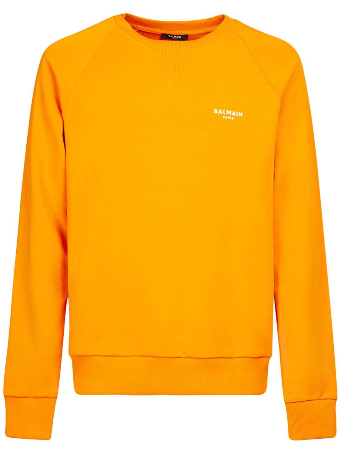 Balmain Logo-print Organic-cotton Sweatshirt In Orange