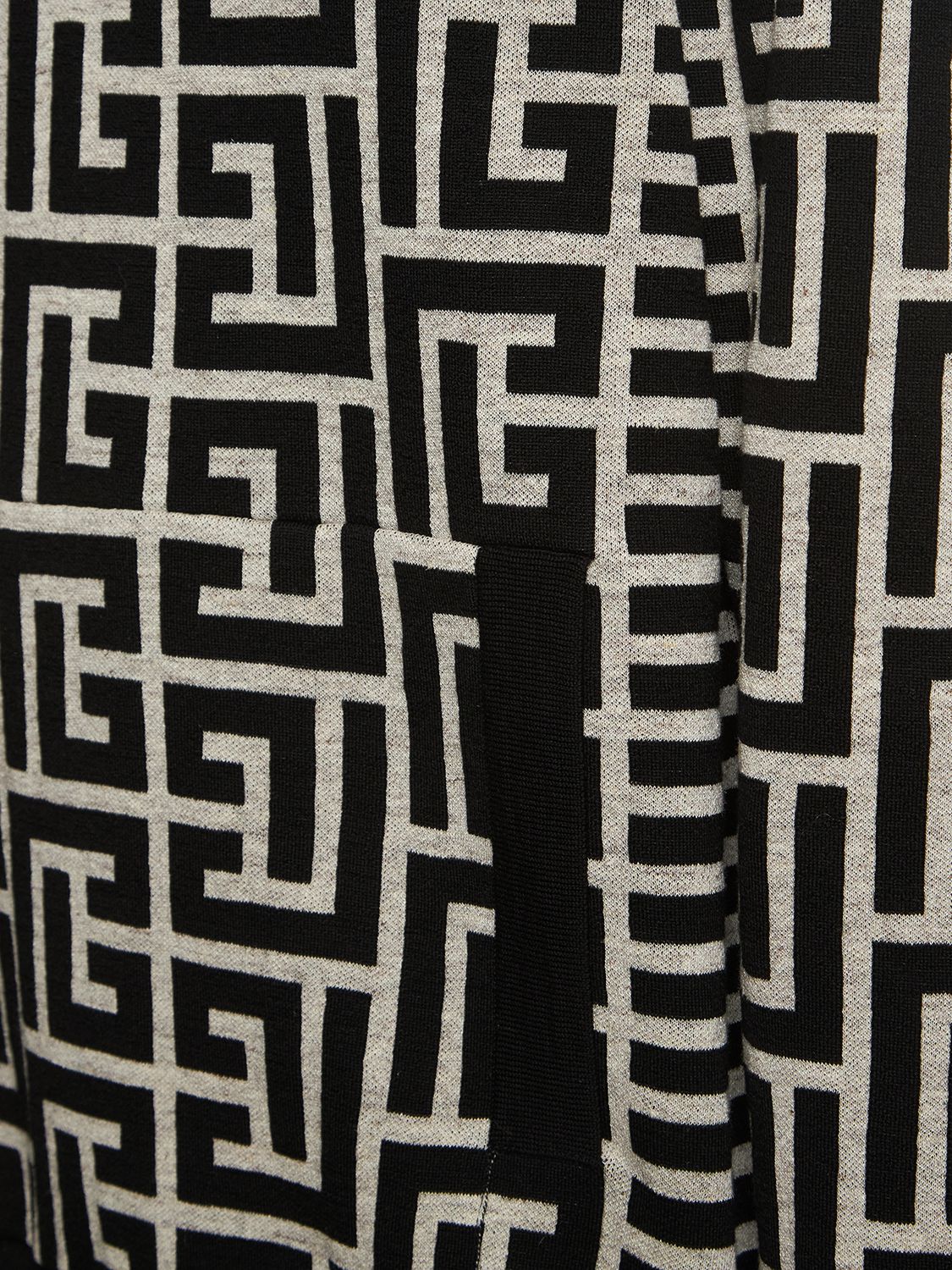 Balmain Striped Monogram Knit Hoodie