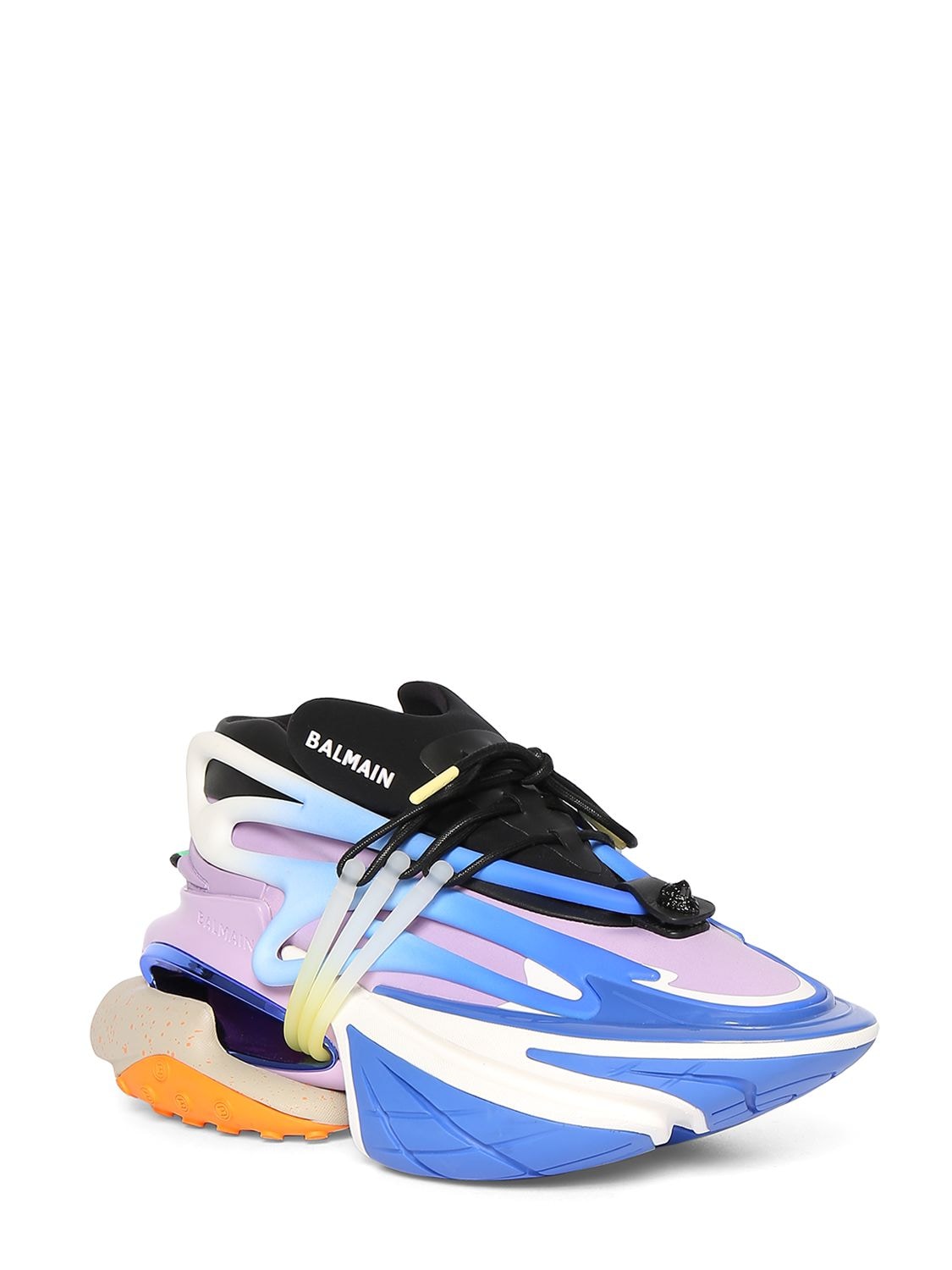 Balmain Unicorn Low-top Trainers In Neoprene And Leather In Blue | ModeSens