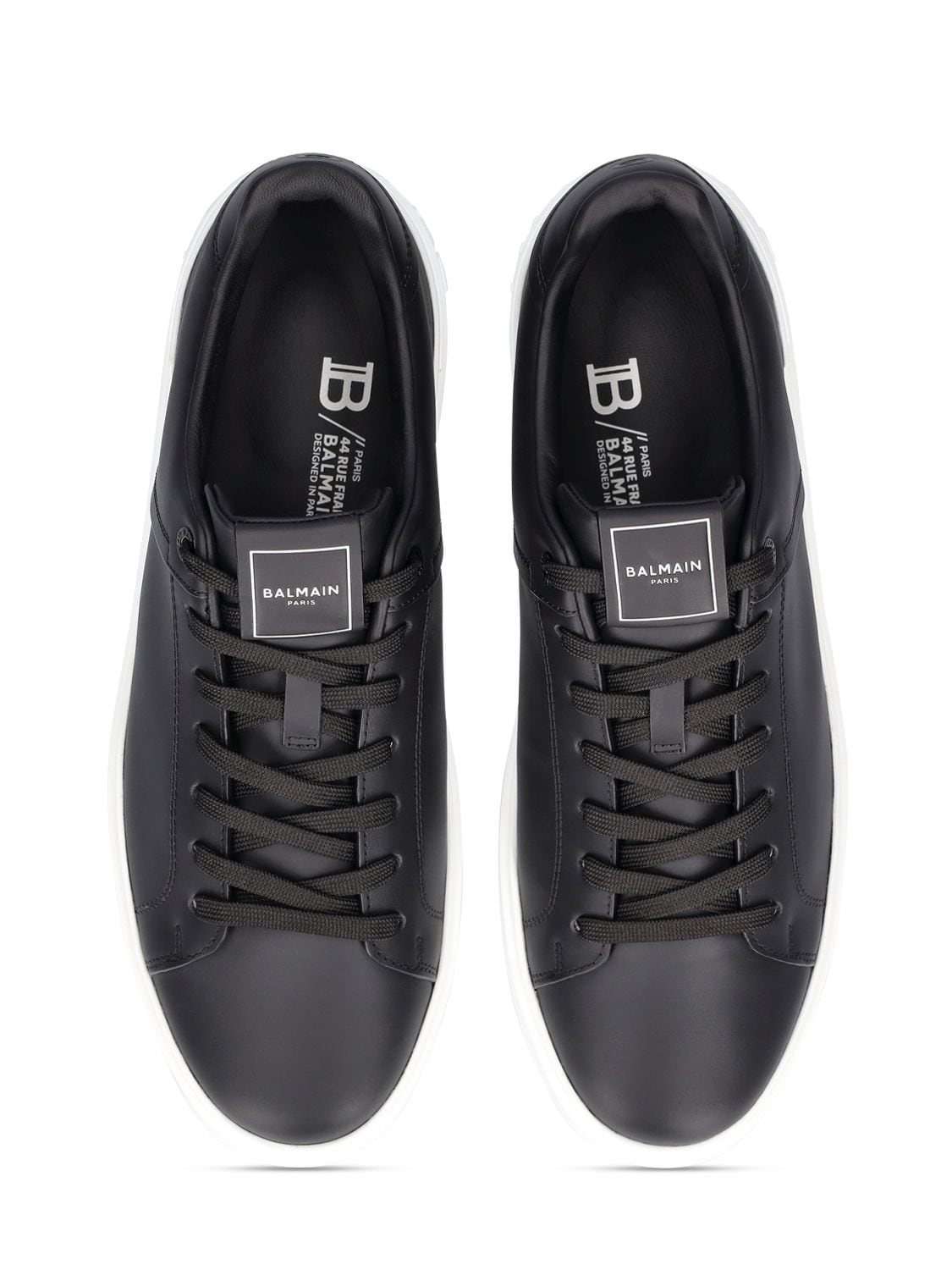 Shop Balmain B Court Leather Low Top Sneakers In Black,white