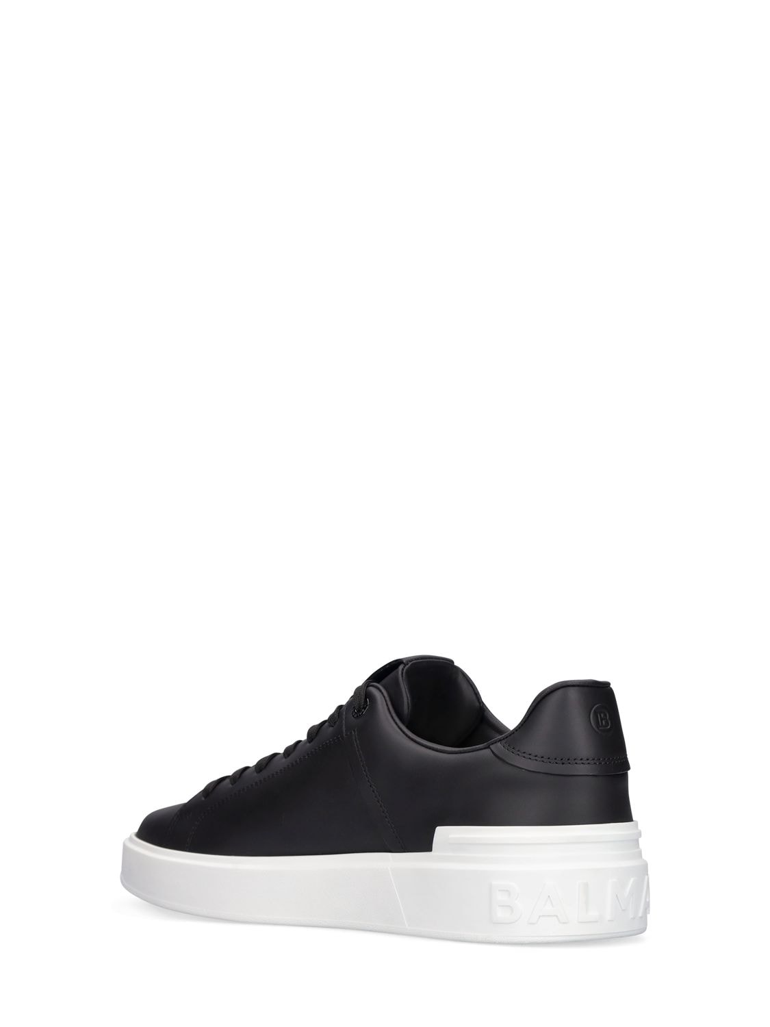 Shop Balmain B Court Leather Low Top Sneakers In Black,white