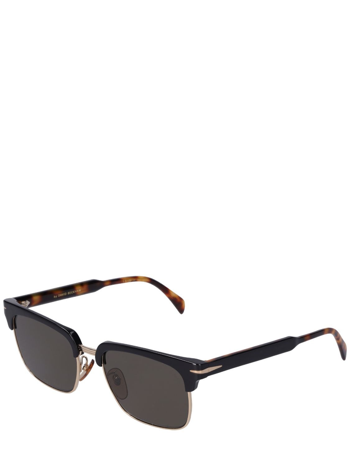 Shop Db Eyewear By David Beckham Db Squared Metal Sunglasses In Black,grey