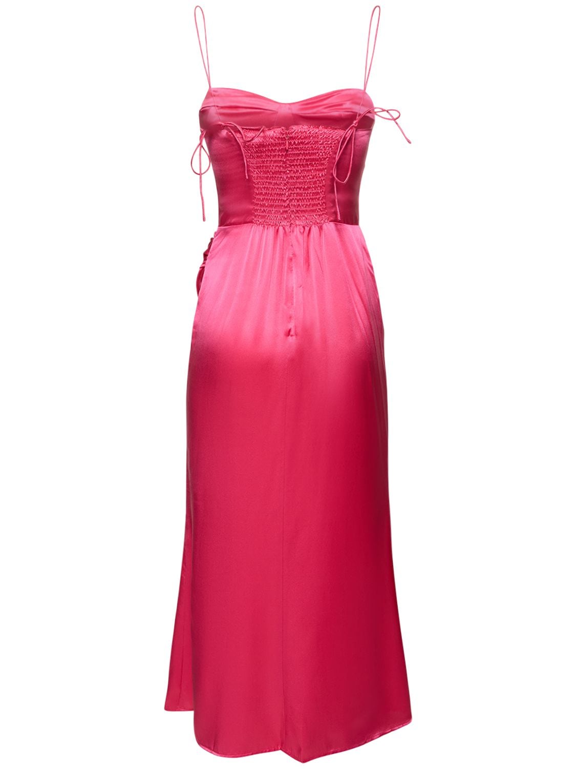 Shop Reformation Marguerite Silk Satin Midi Dress In Pink