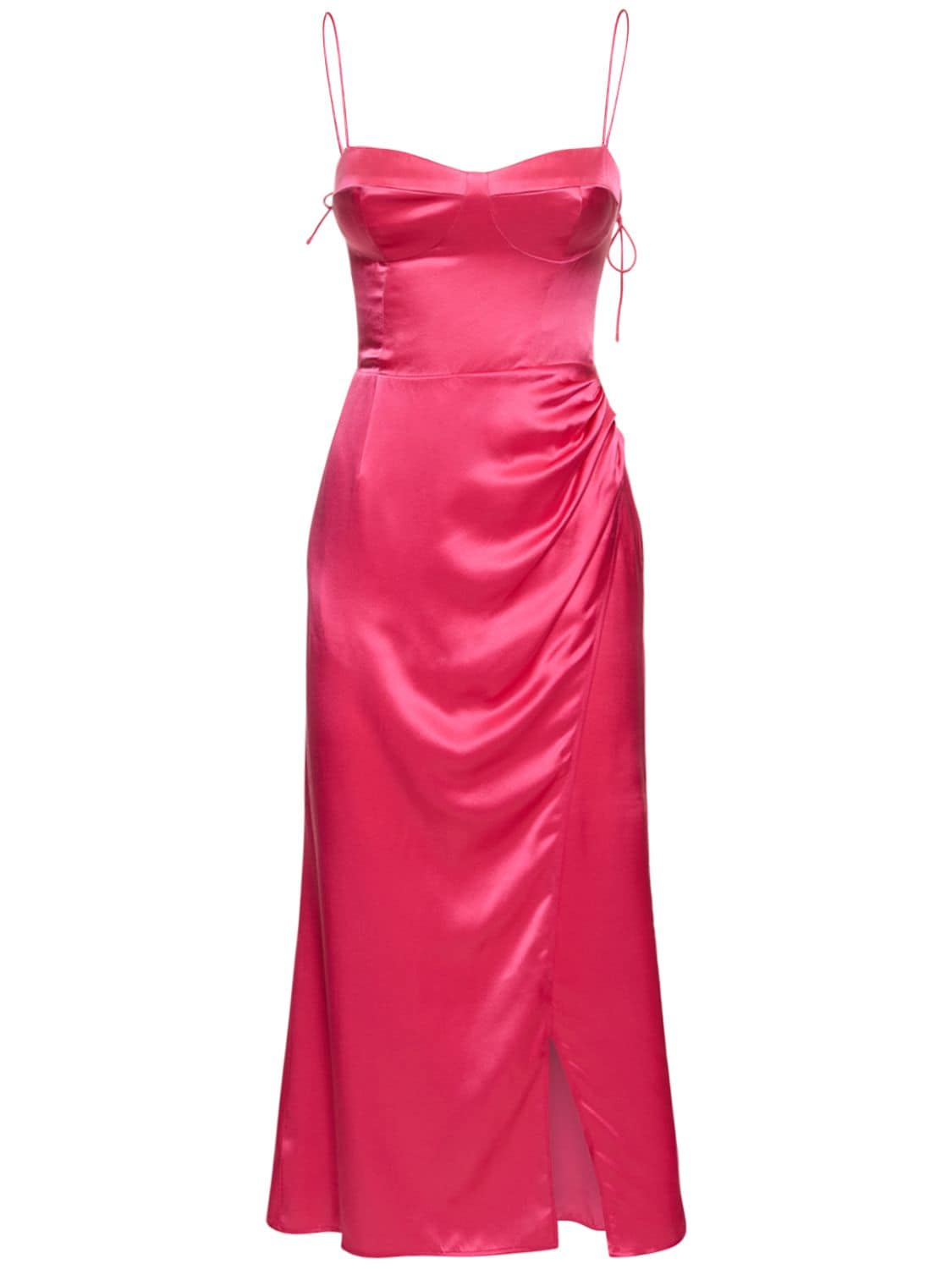 Shop Reformation Marguerite Silk Satin Midi Dress In Pink
