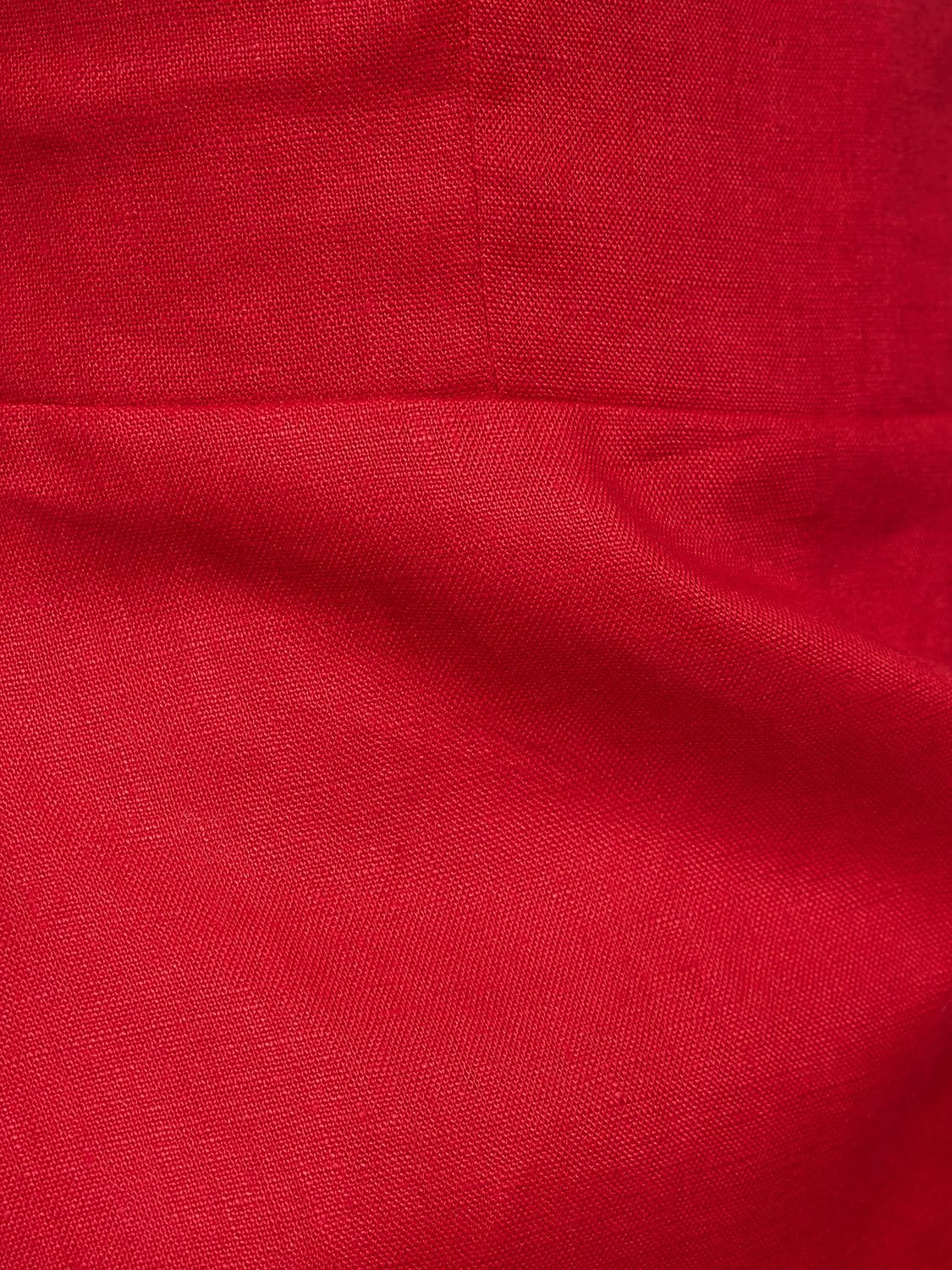 Shop Reformation Bridgton Off-shoulder Linen Midi Dress In Red