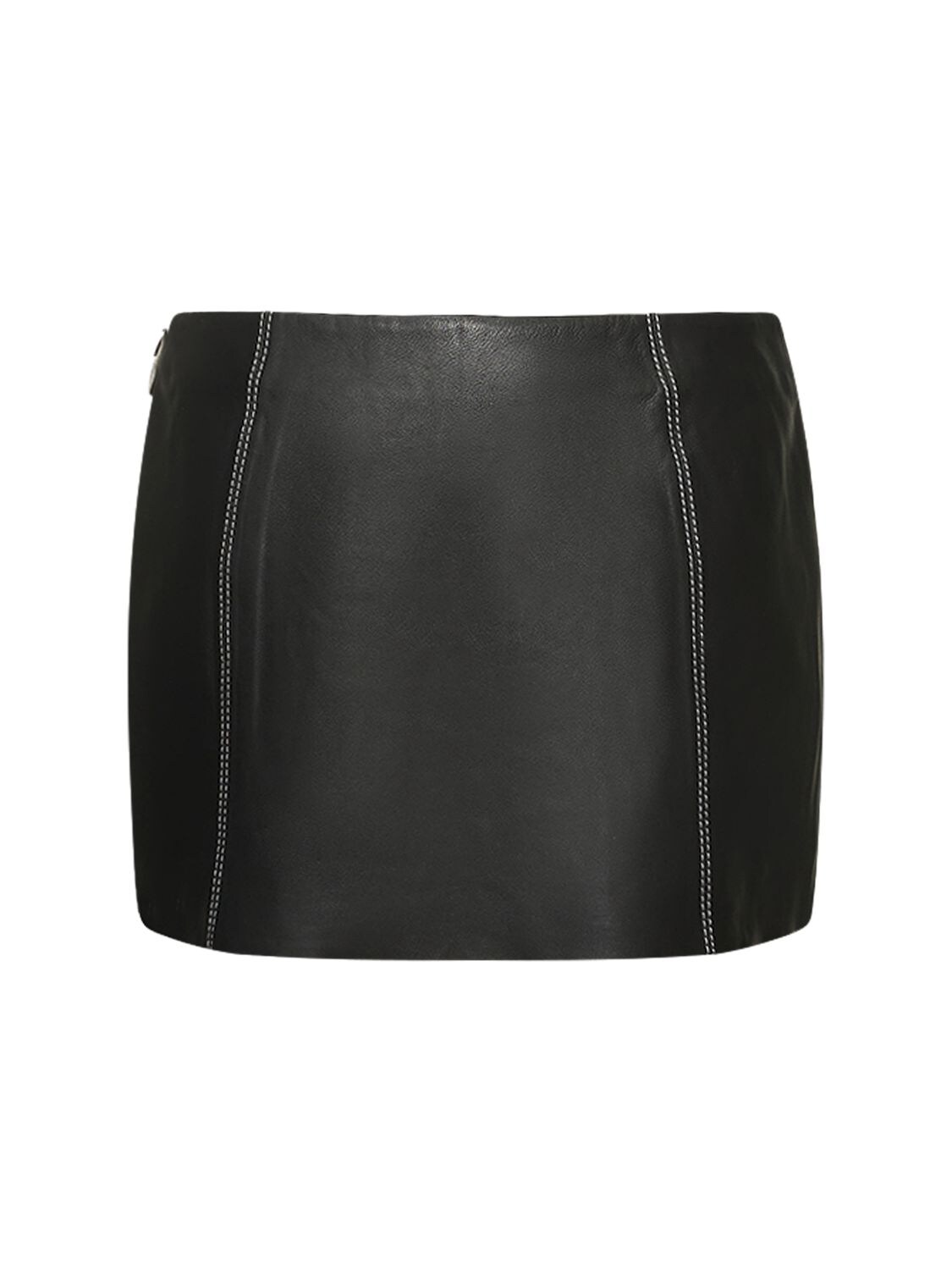 Shop Reformation Veda Veranda Low Rise Leather Mini Skirt In Black