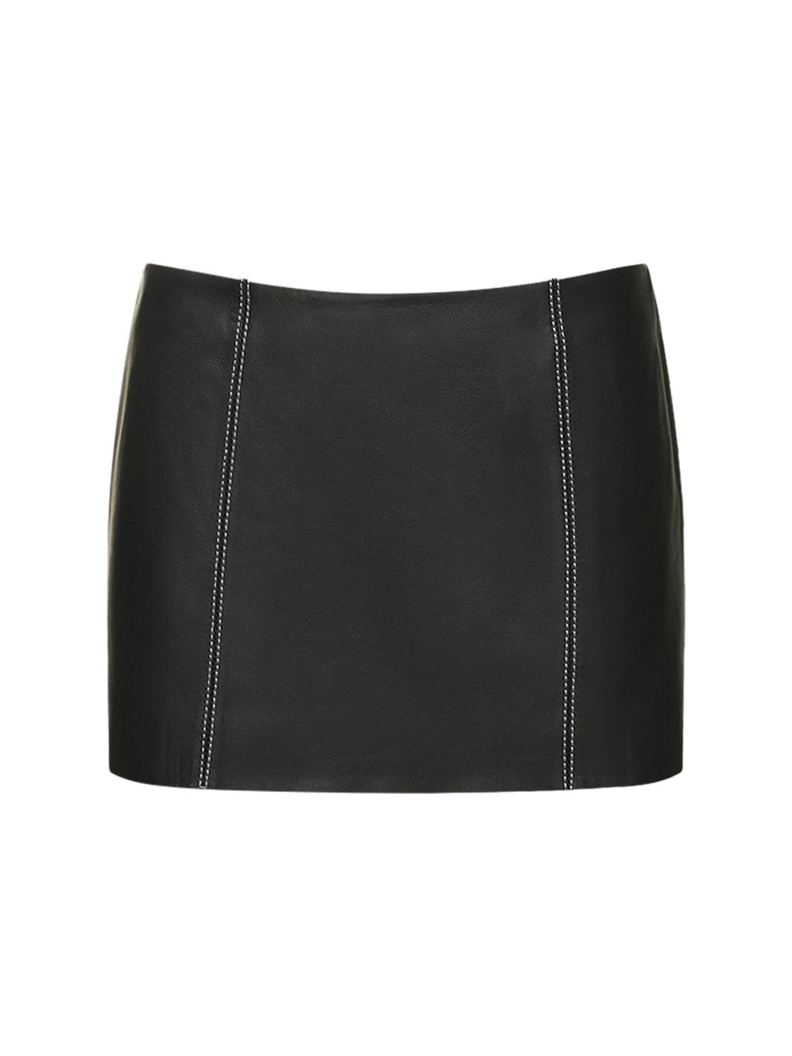 Reformation Veda Veranda Low Rise Leather Mini Skirt In Black