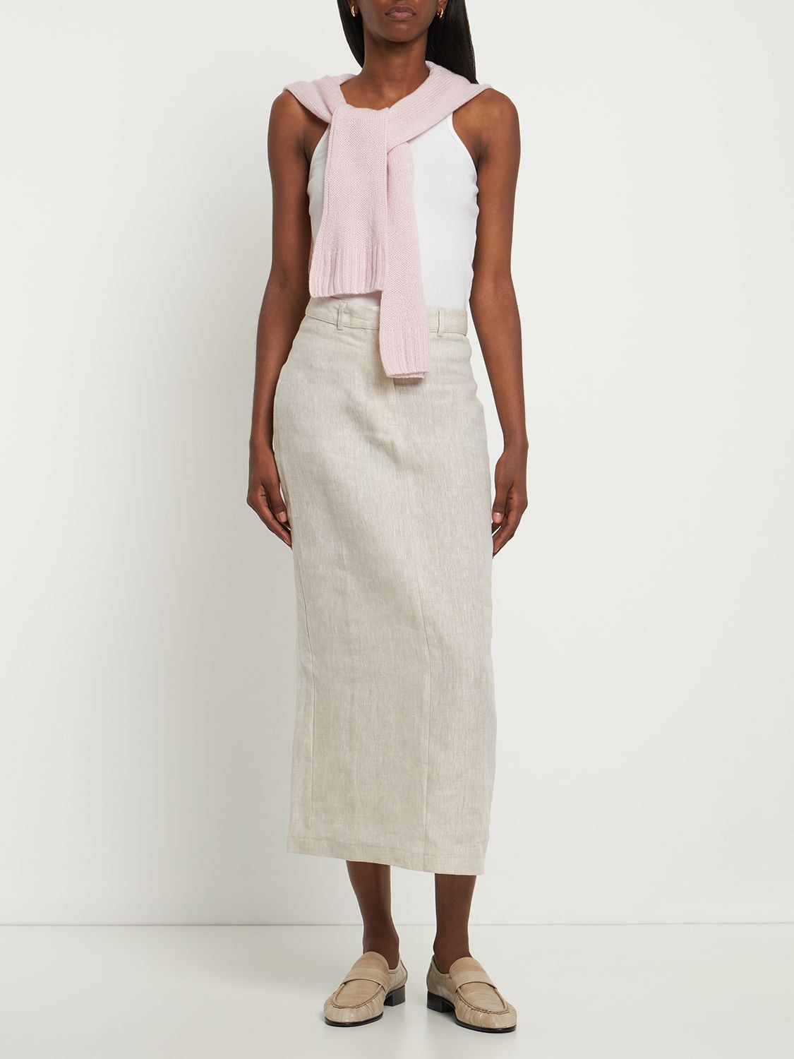 Reformation Gia Linen Midi Skirt