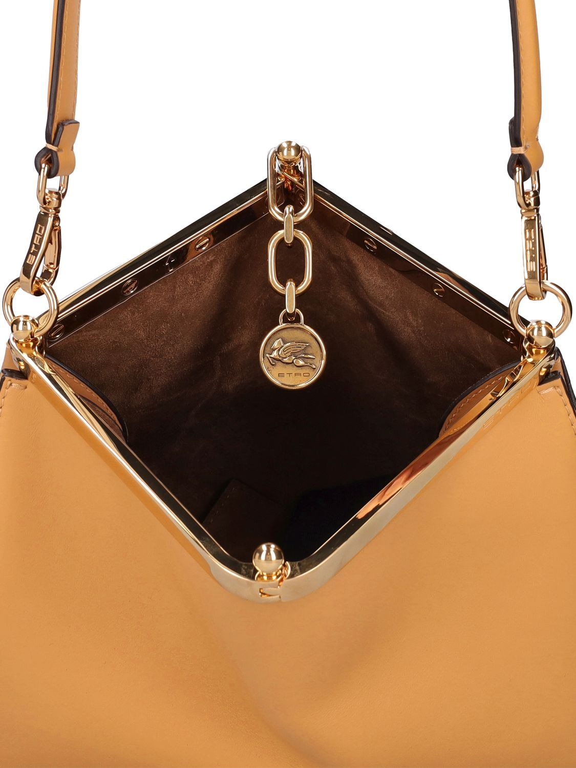 Shop Etro Medium Vela Leather Shoulder Bag In Ocher