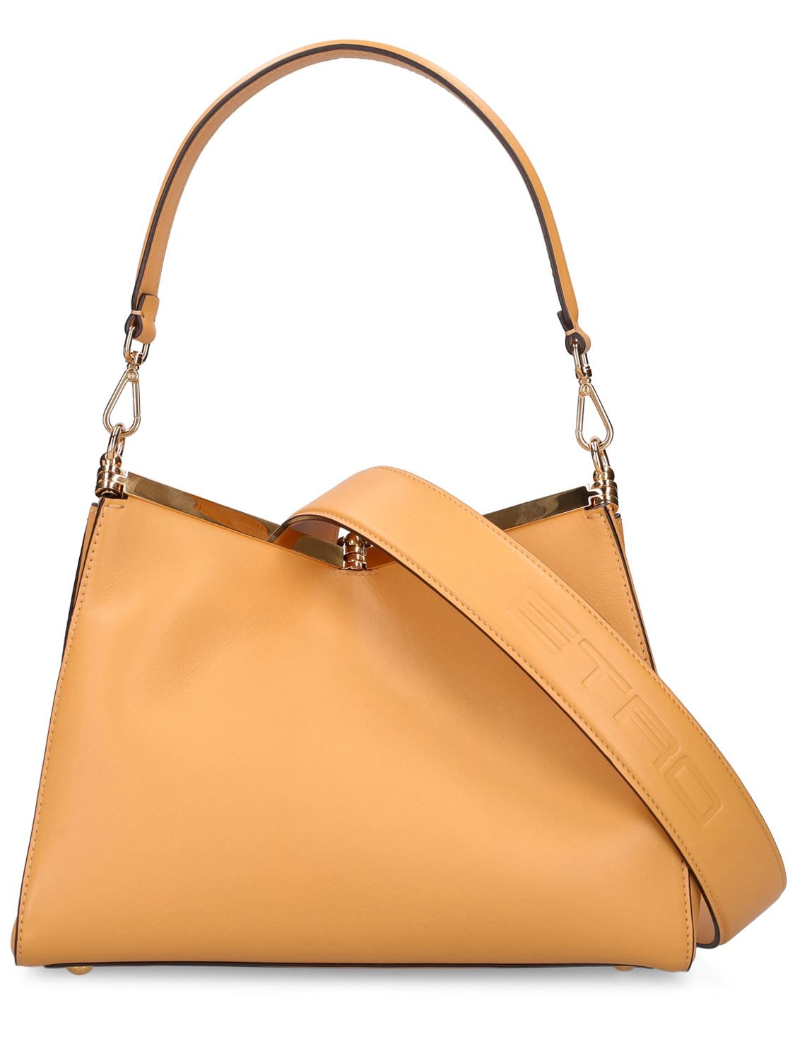 Shop Etro Medium Vela Leather Shoulder Bag In Ocher