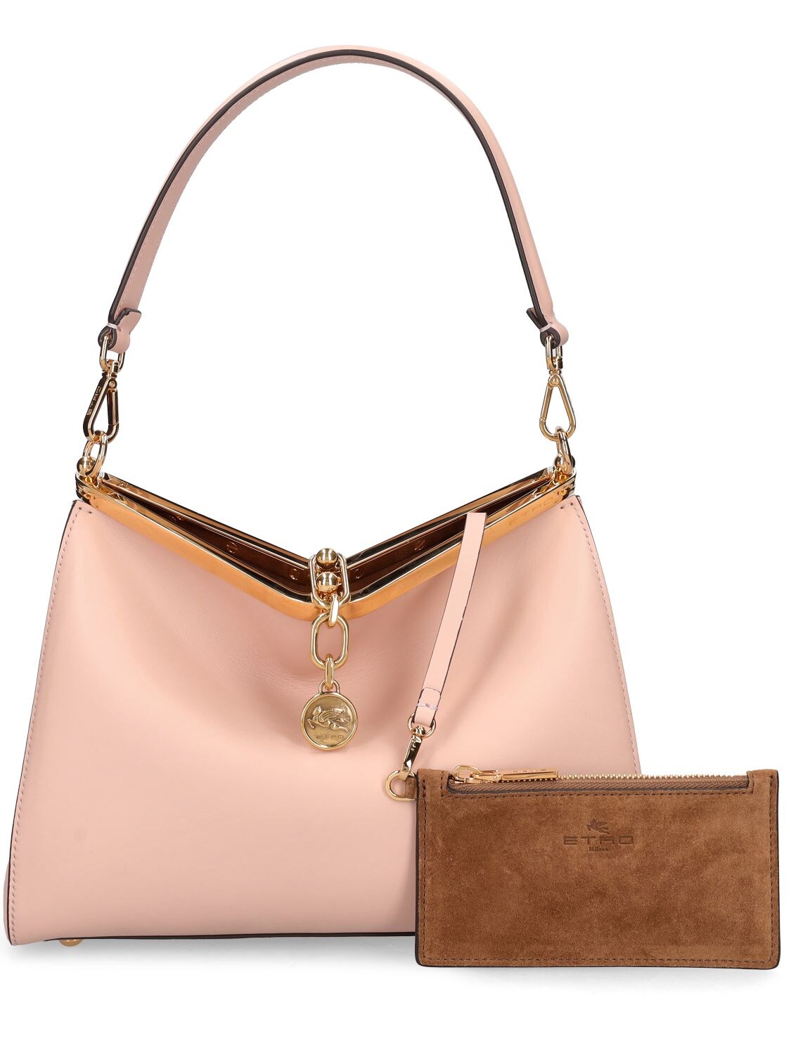 Shop Etro Medium Vela Leather Shoulder Bag In Pink