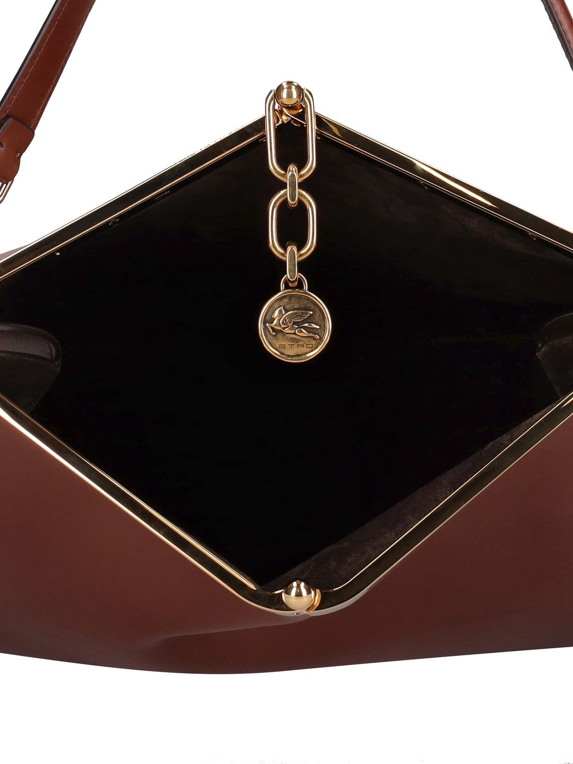 Etro Large Vela Leather Shoulder Bag in Black