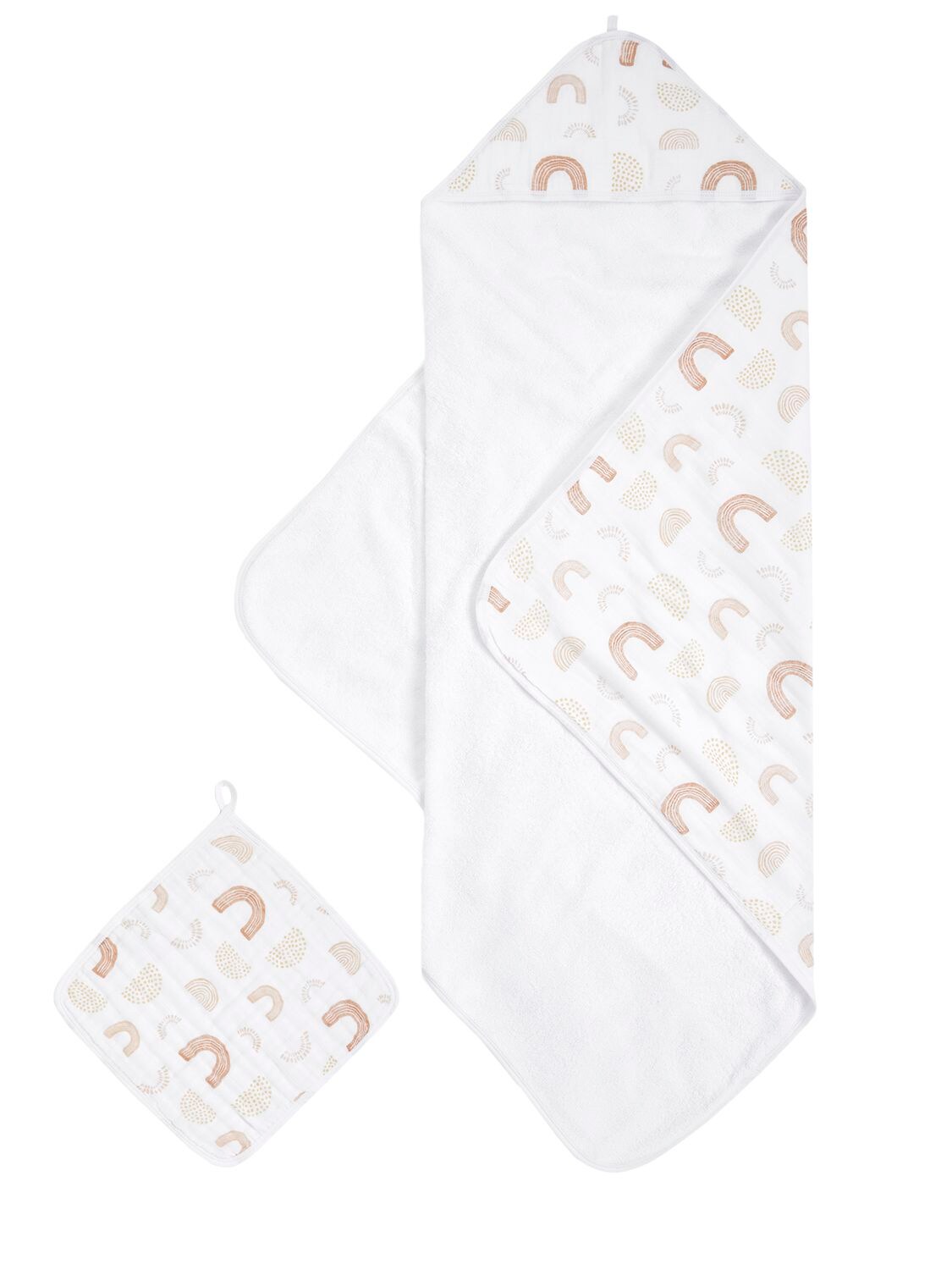 Aden + Anais Kids' Towel & Washcloth Set In White