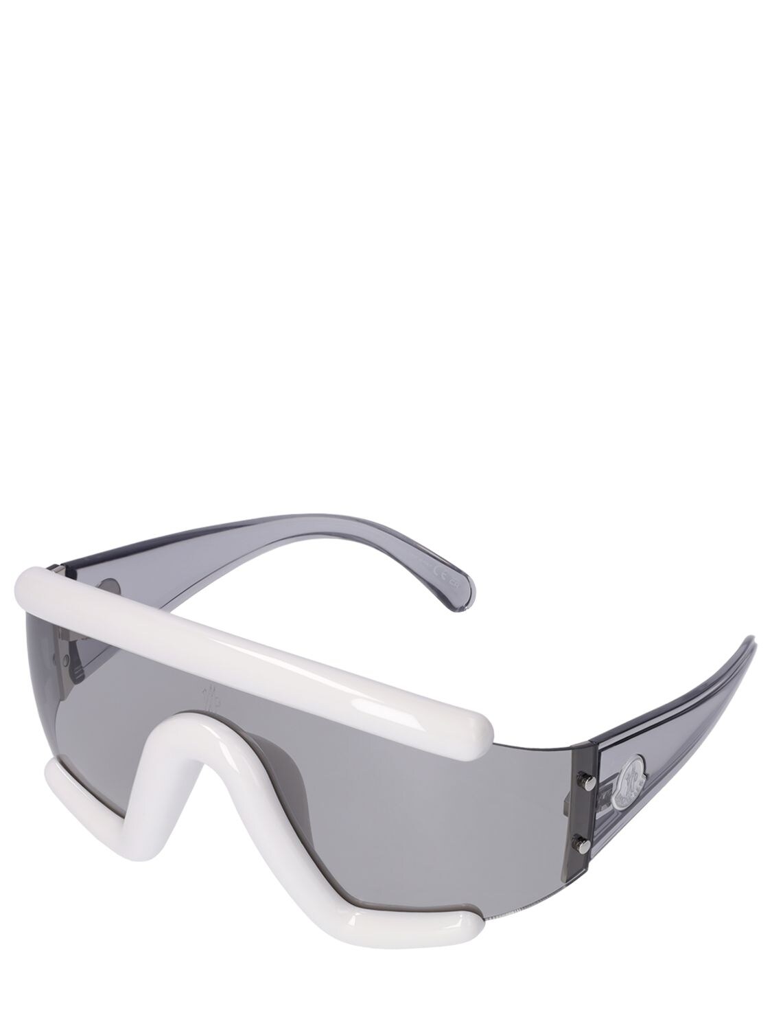 Shop Moncler Lancer Sunglasses In White,smoke