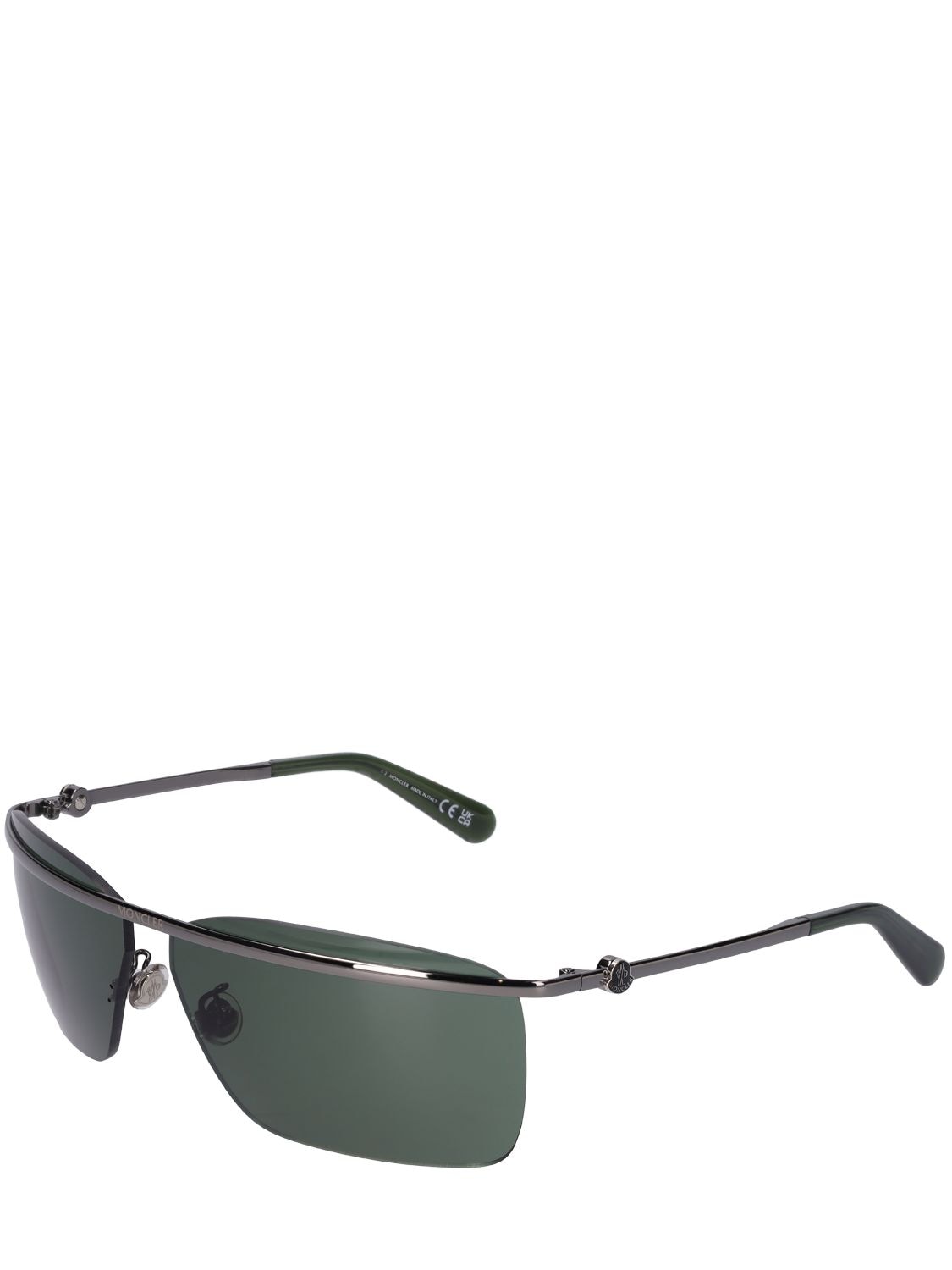 Shop Moncler Niveler Sunglasses In Ruthenium,green
