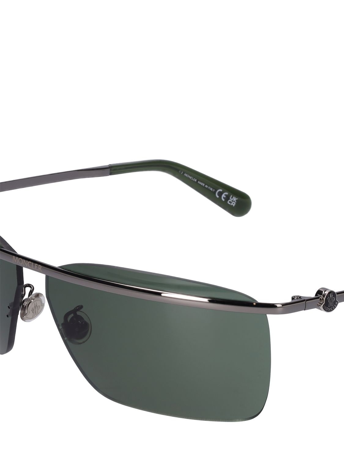 Shop Moncler Niveler Sunglasses In Ruthenium,green