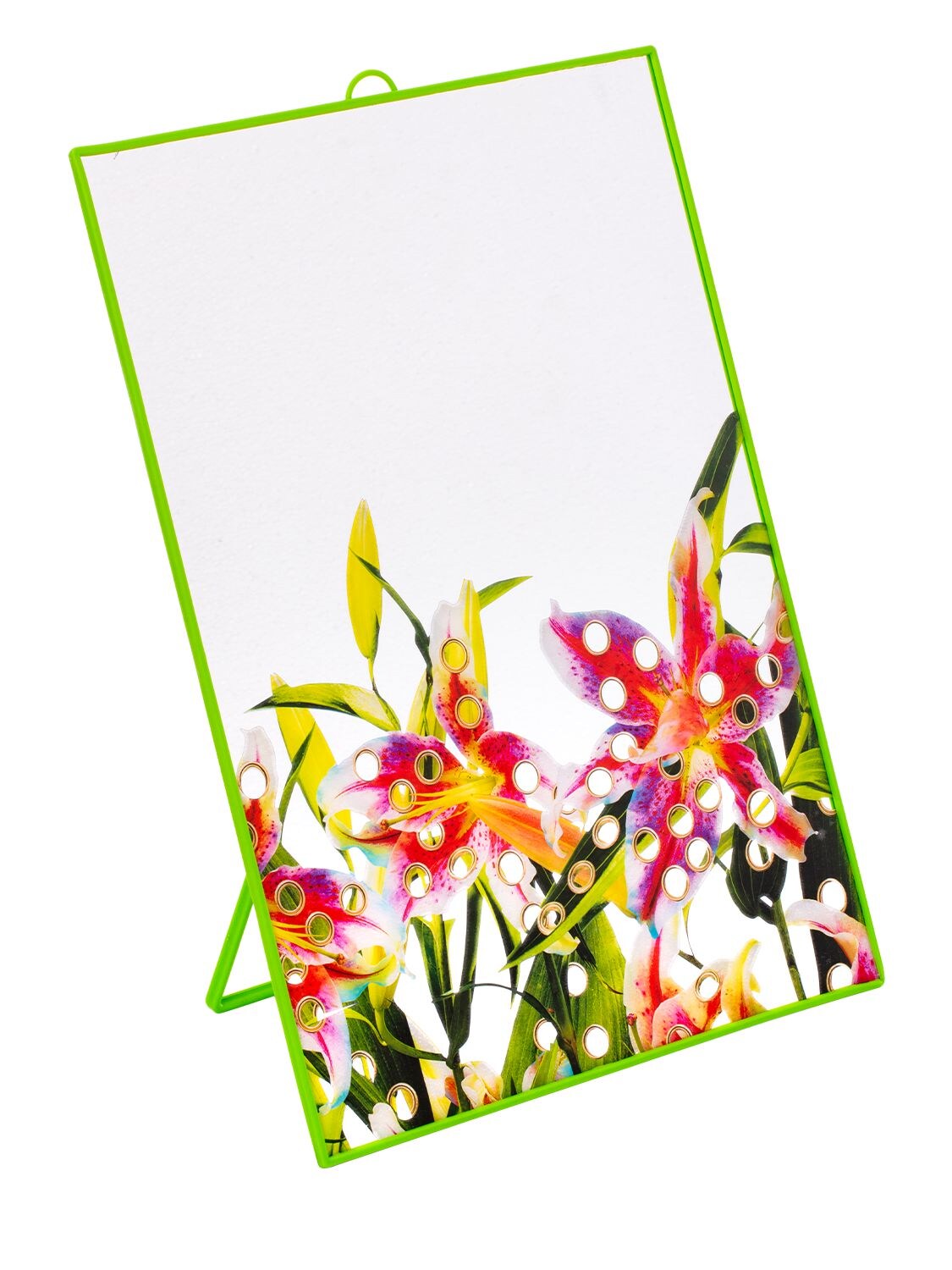 Shop Seletti Flower Mirror W/plastic Frame In Silver