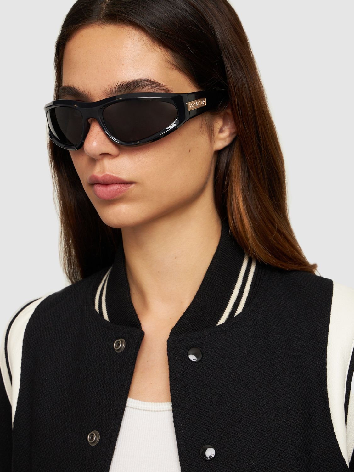 Shop Dsquared2 D2 Wraparound Mask Sunglasses In Black,grey