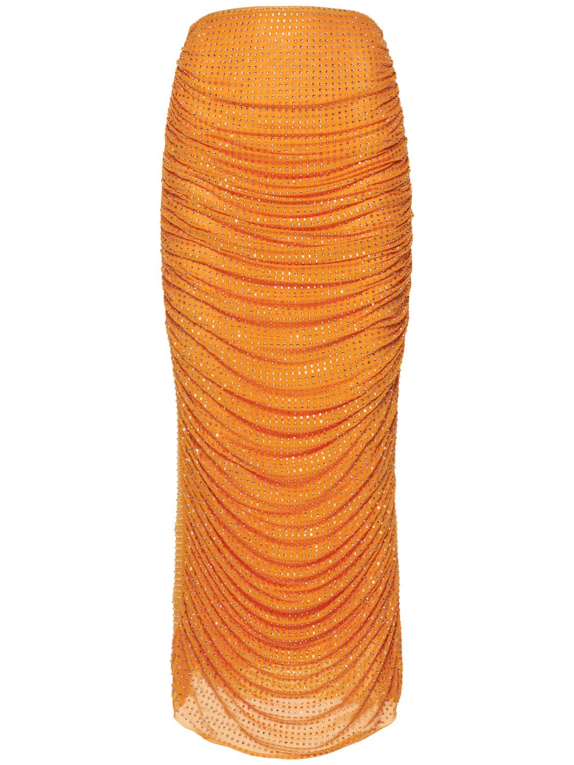 SELF-PORTRAIT 橙色网眼迷笛半身裙