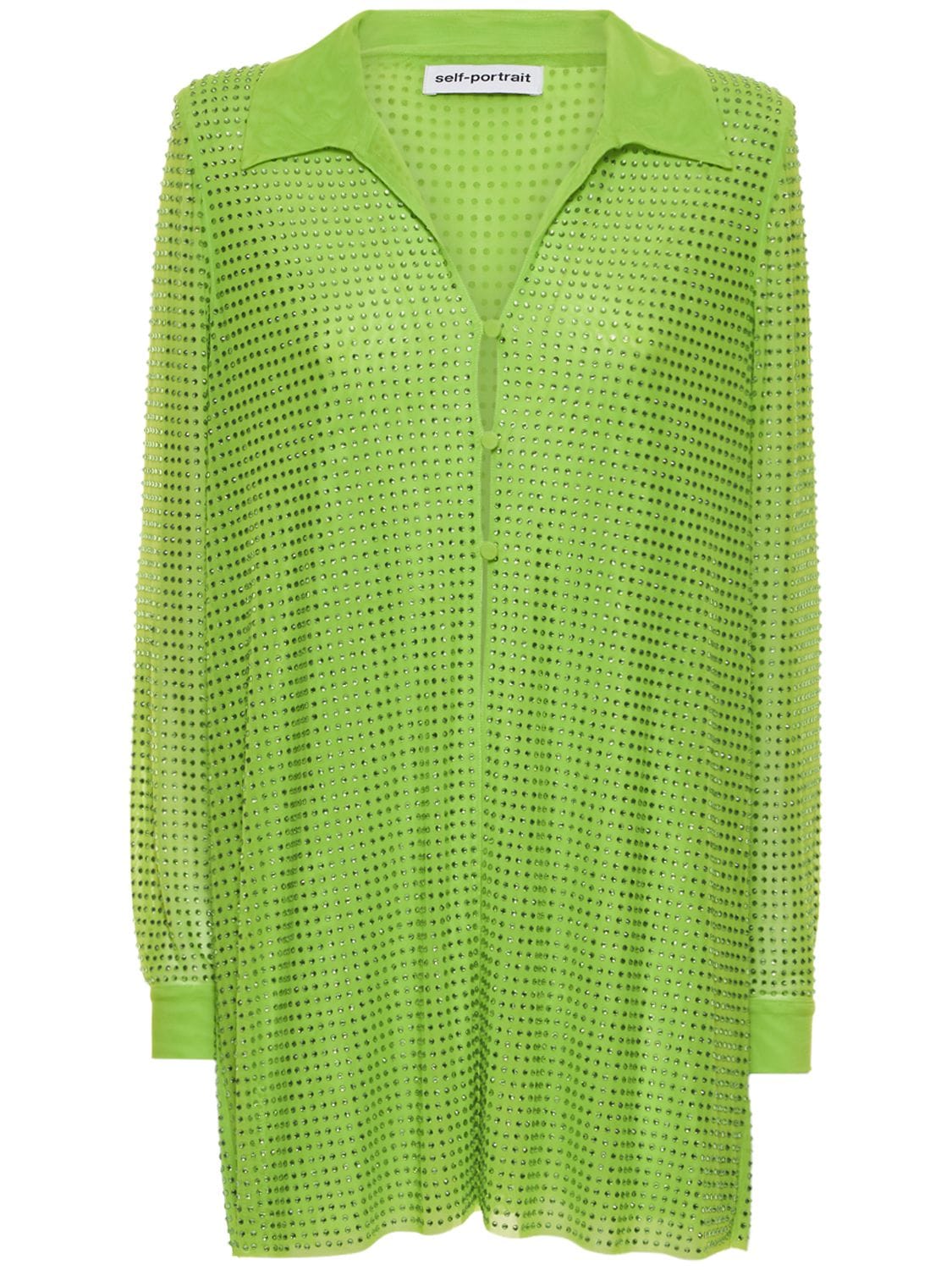 Green Hotfix Mesh Shirt – WOMEN > CLOTHING > SHIRTS