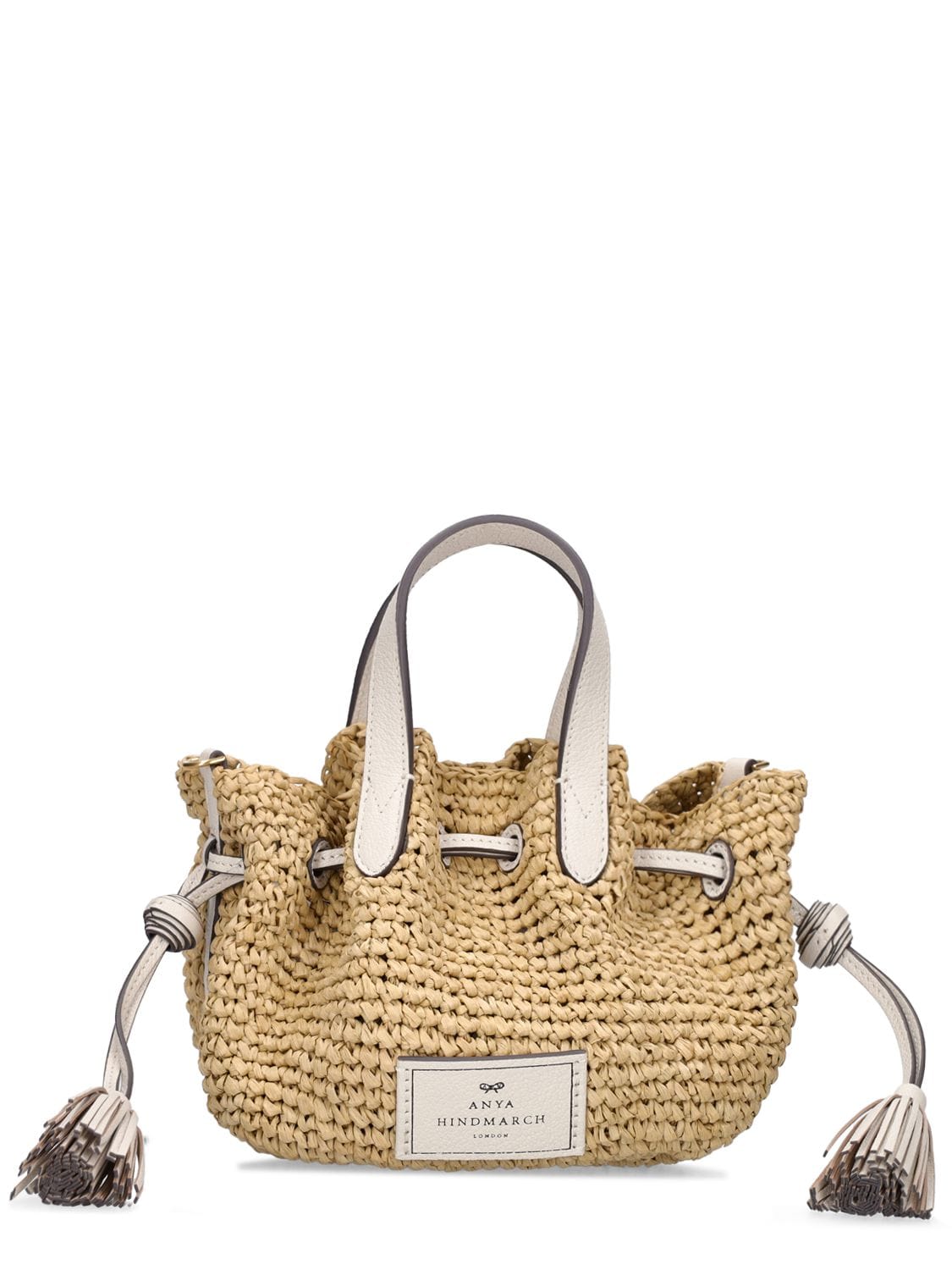 ANYA HINDMARCH Small Straw And Leather Top Handle Bag