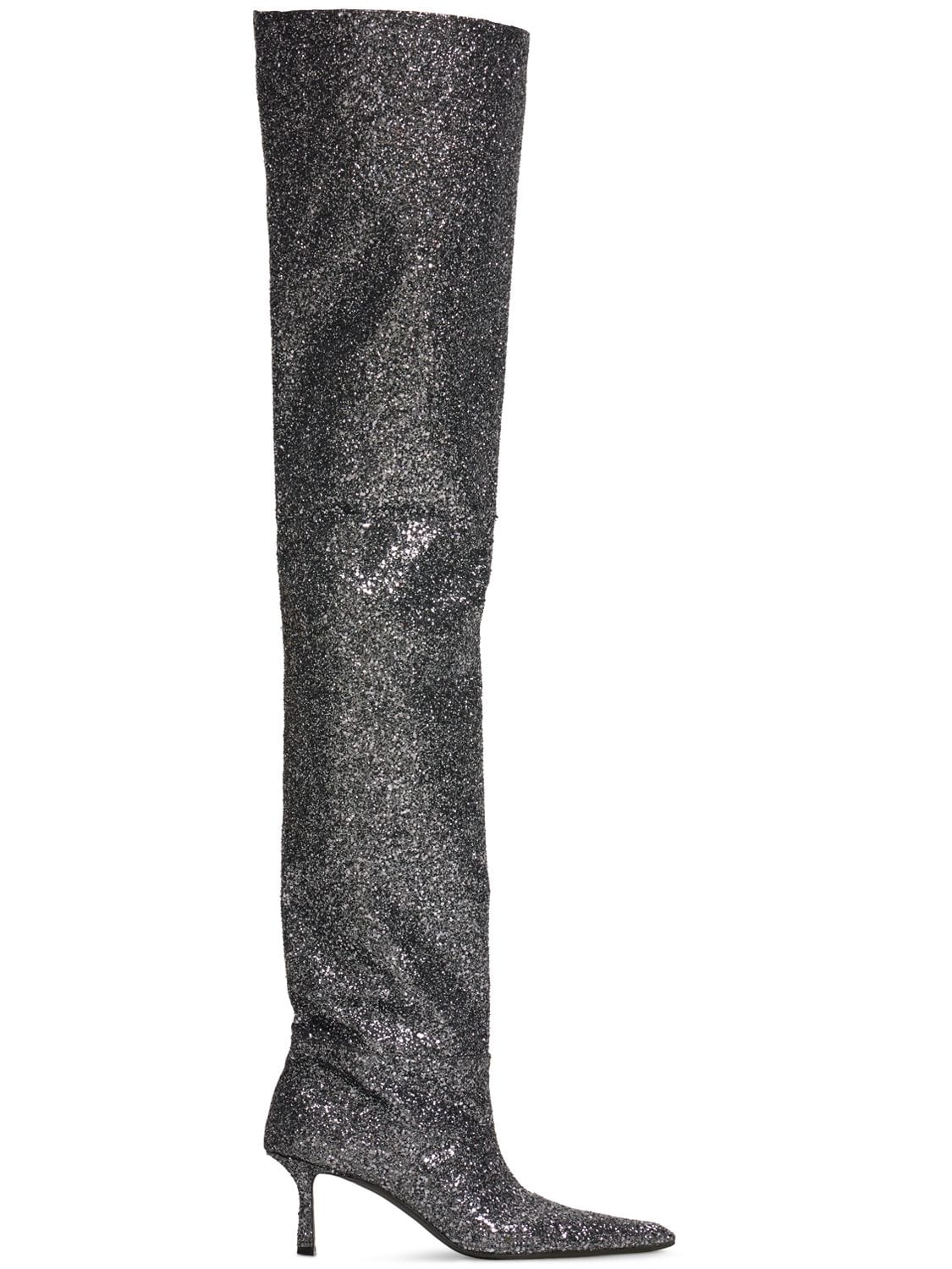 65mm Viola Glittered Over-the-knee Boots