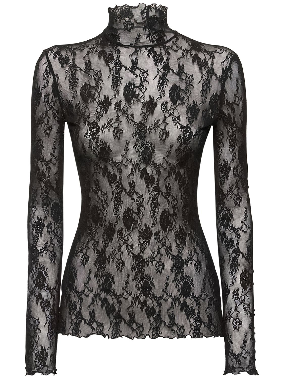 Wolford Floral Lace Long Sleeve Top In Black | ModeSens