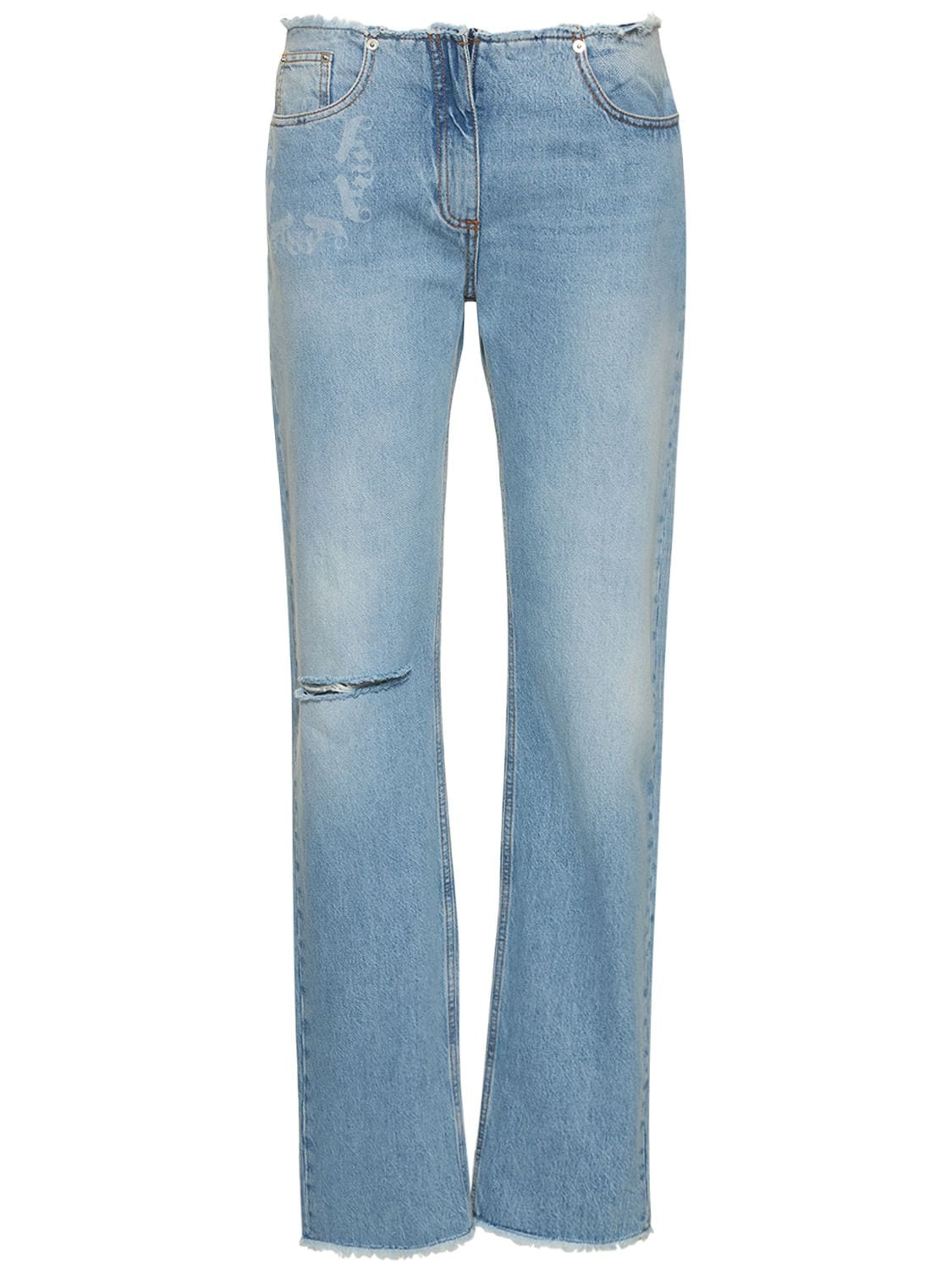 Logo Straight Cotton Denim Jeans